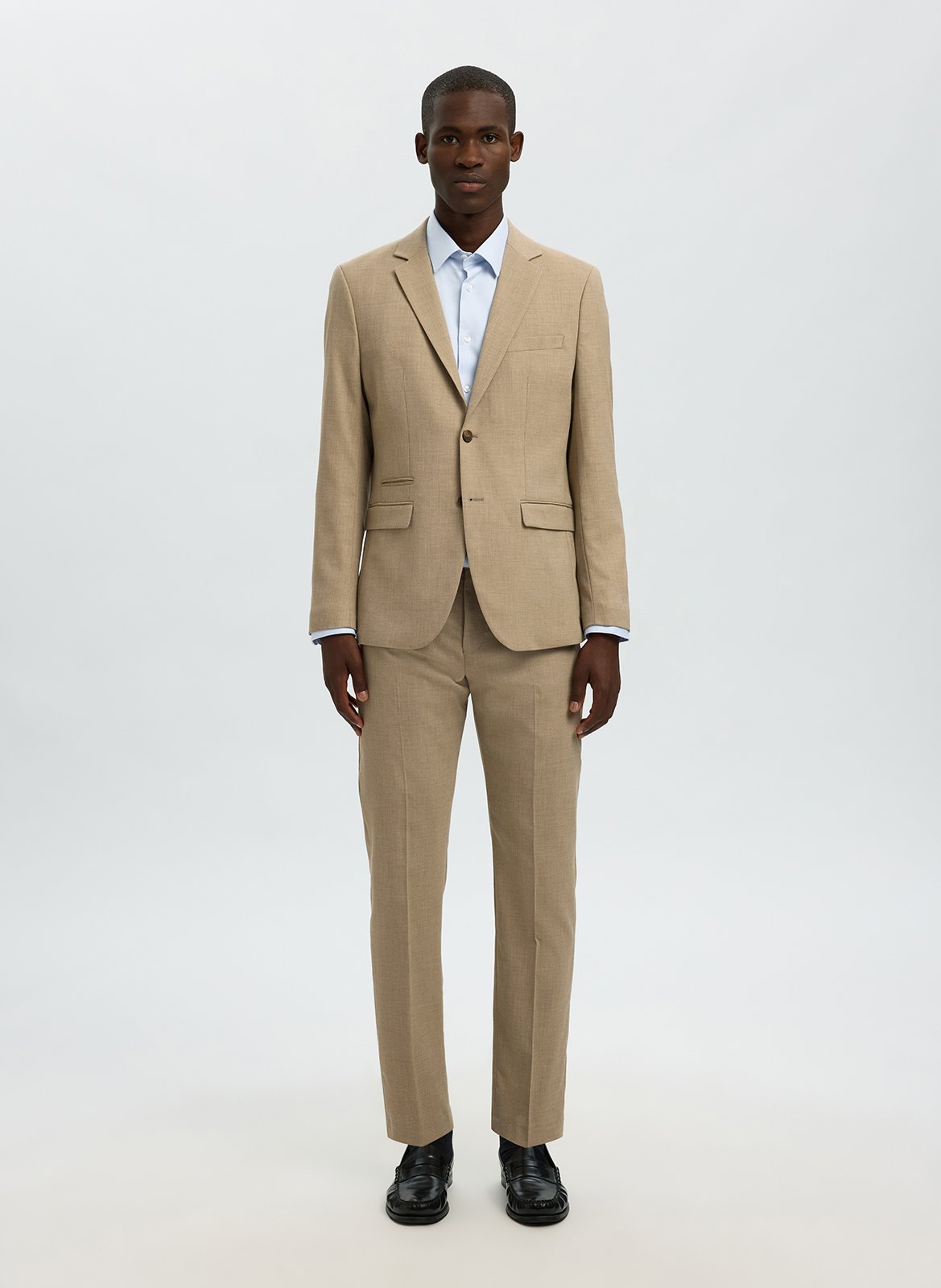 Chemise regular col classique en coton bio mélangé Bleu