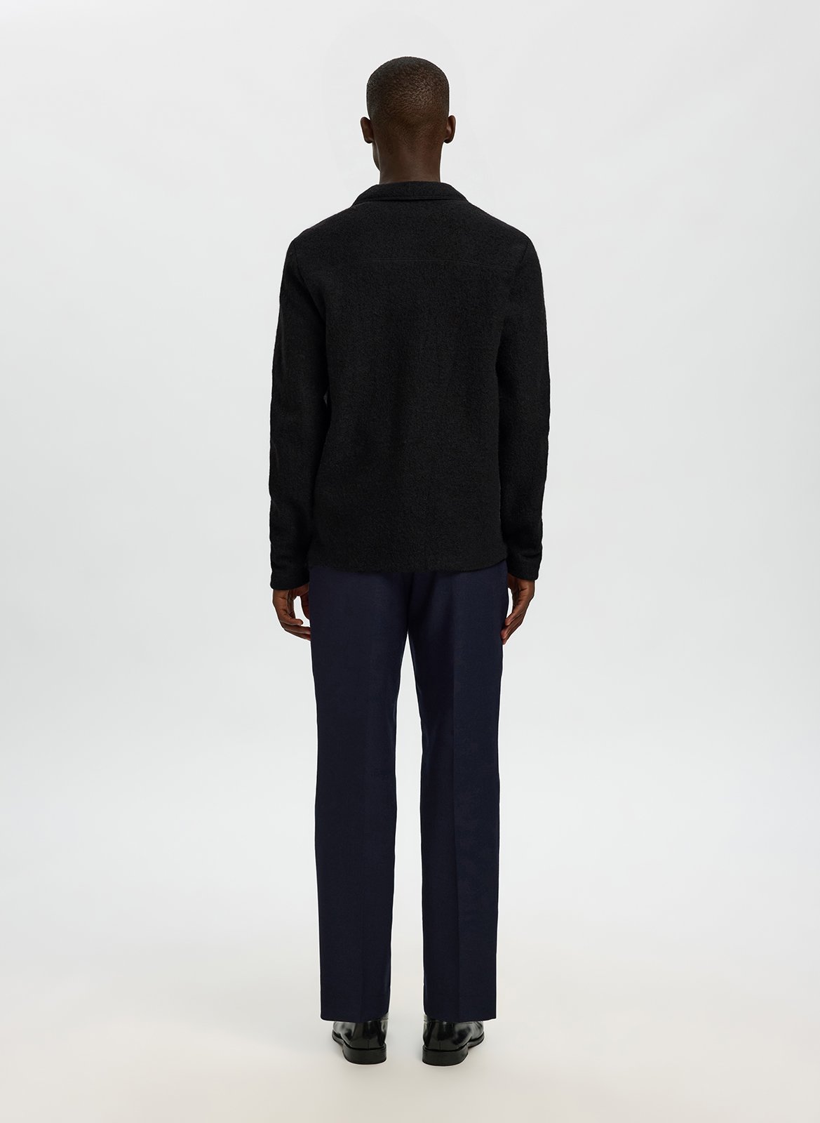 Rechte effen wollen overshirt SELECTED Zwart