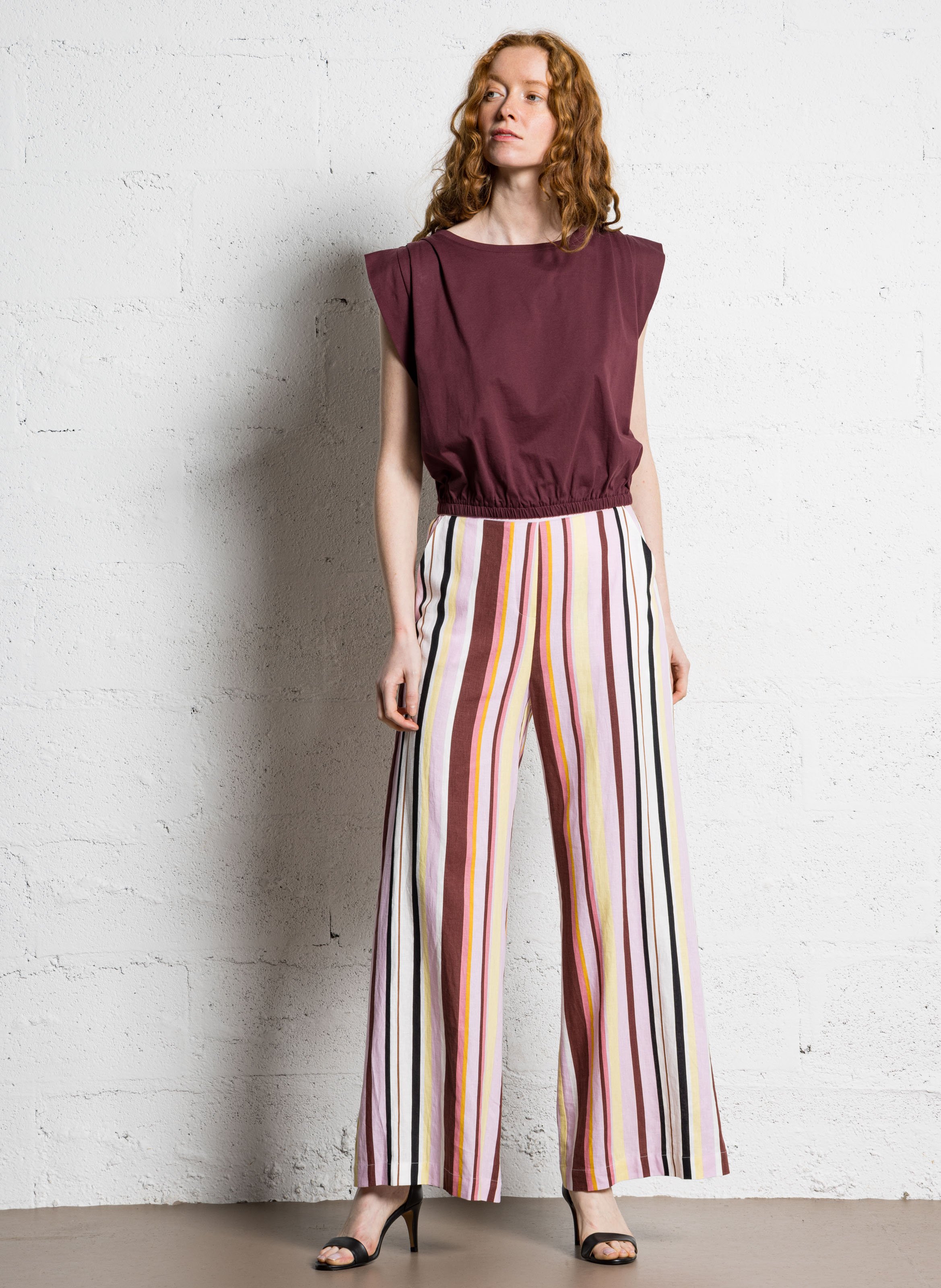 Hose - Gerader Schnitt mit Streifen  SUNCOO Rosa