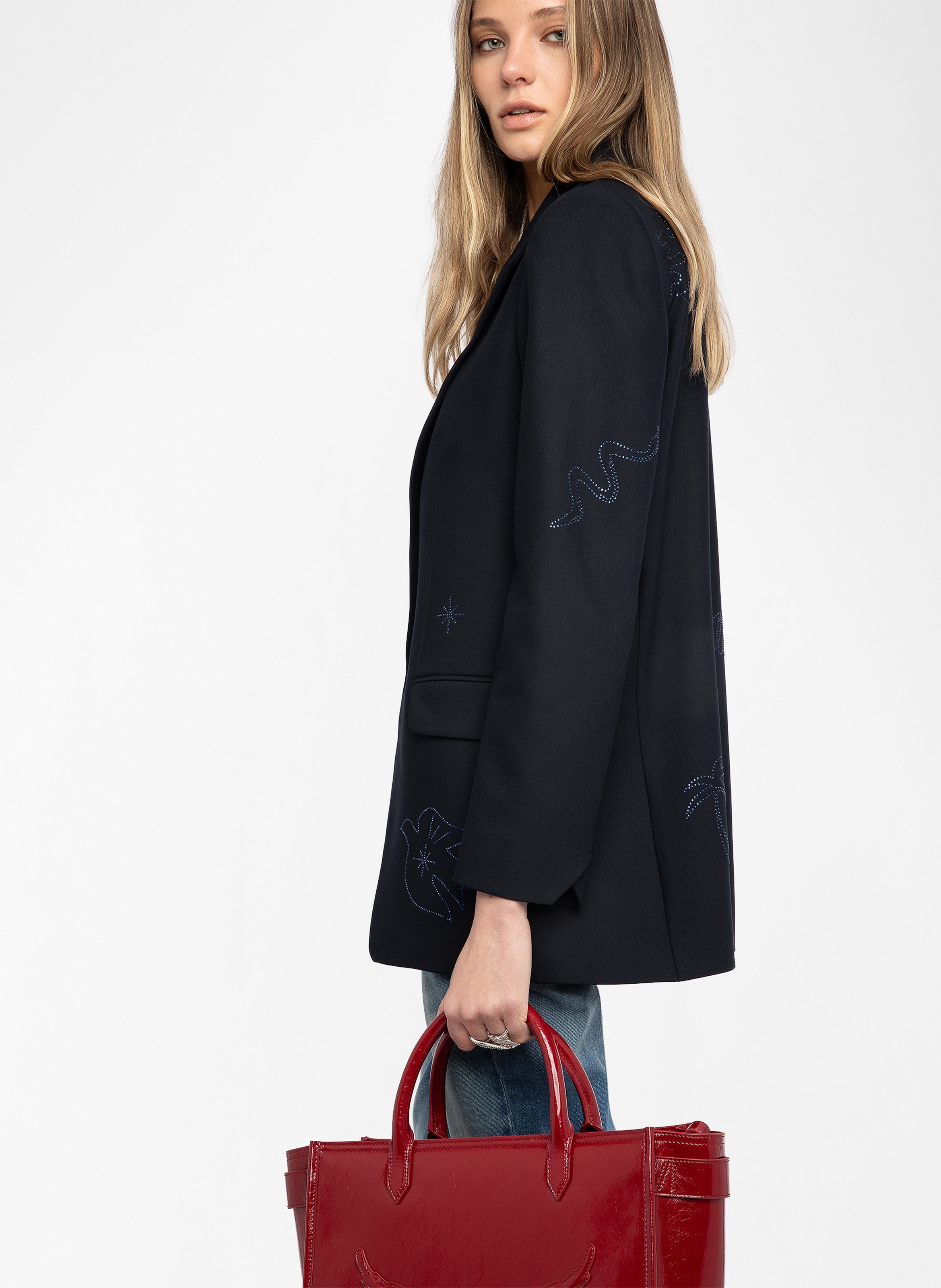 Veste col tailleur brodée ZADIG&VOLTAIRE Bleu