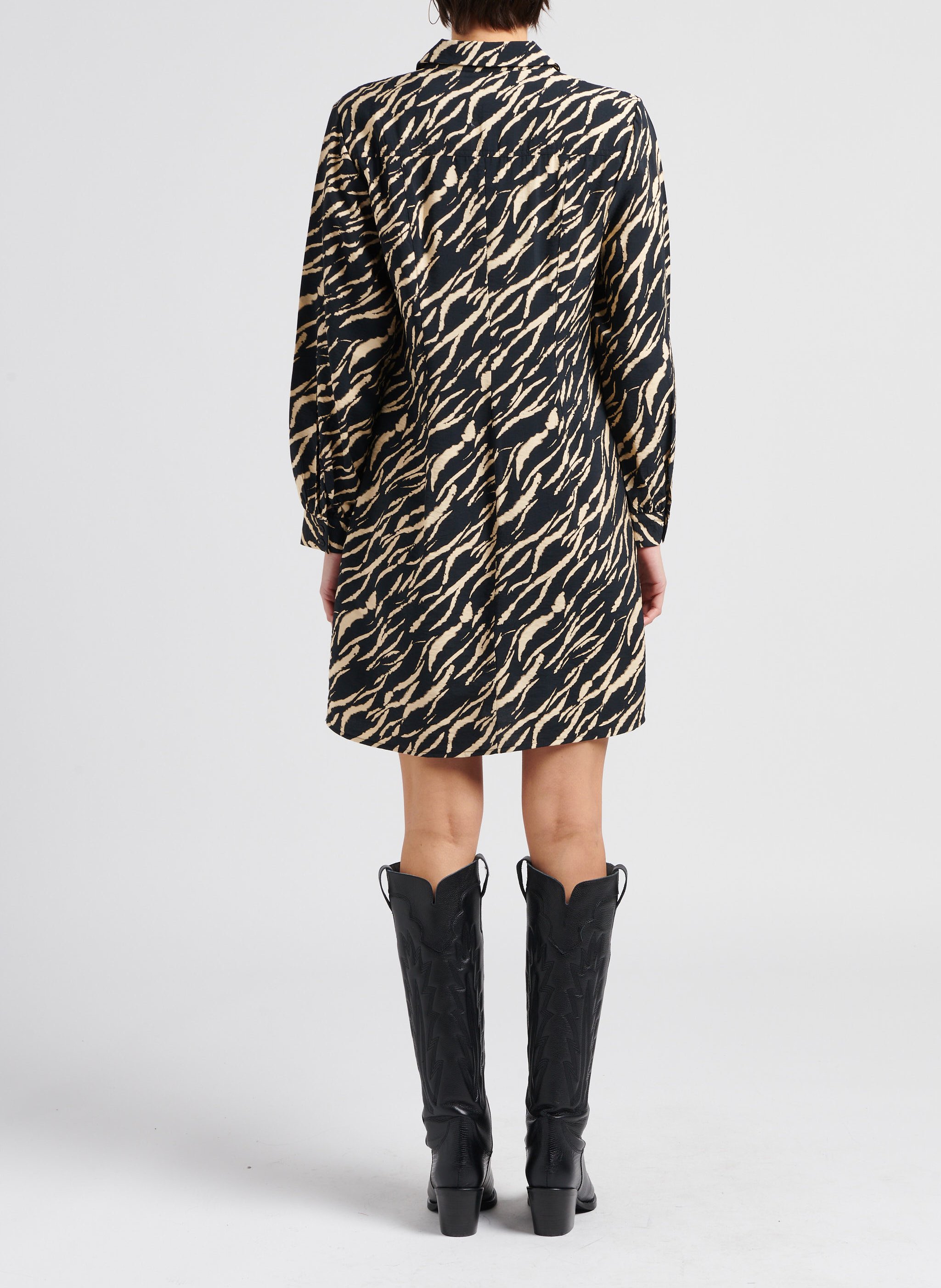 Printed dress with classic collar MOSS COPENHAGEN Black