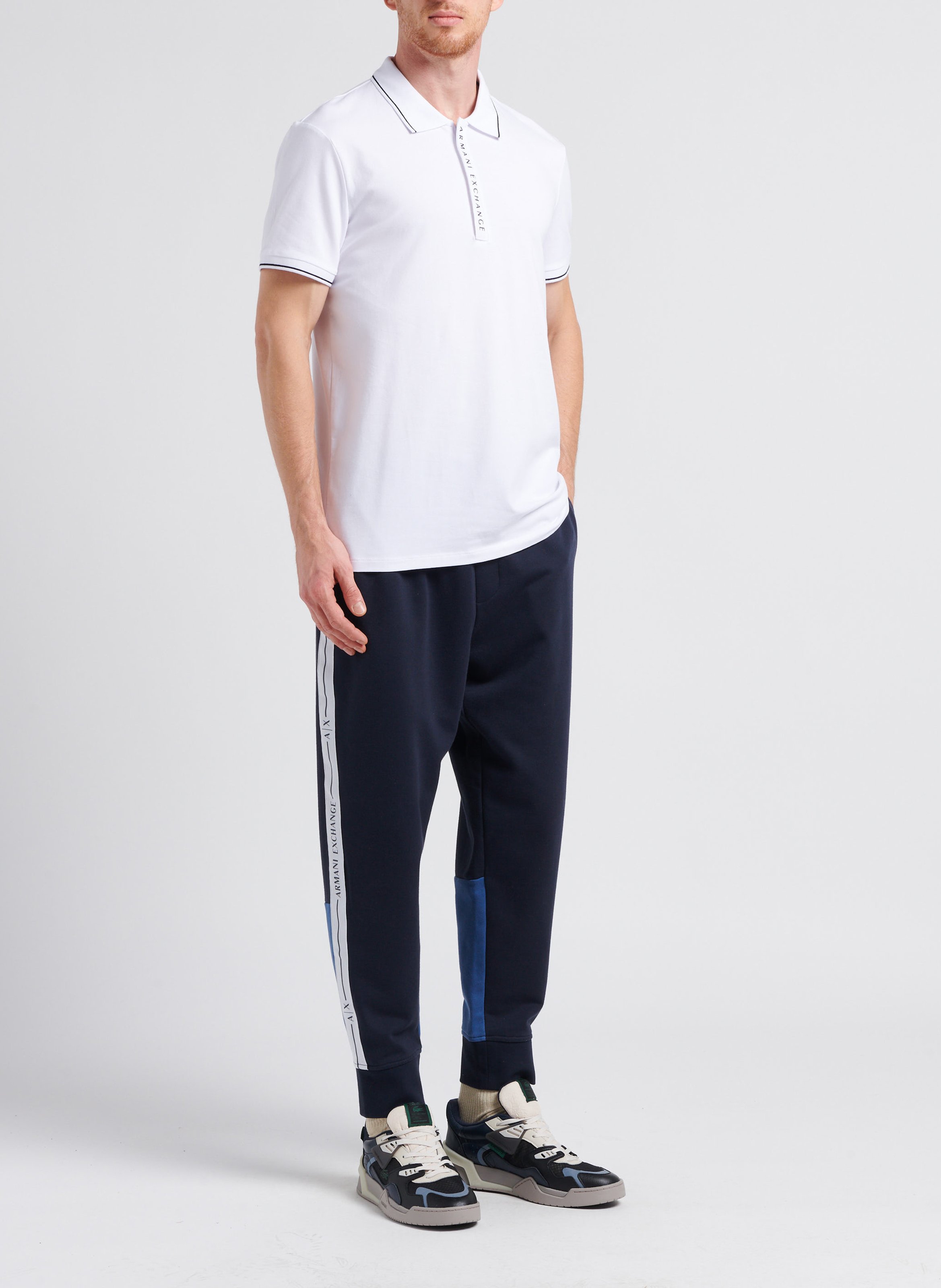 Katoenen joggingbroek met bies met logo ARMANI EXCHANGE Blauw