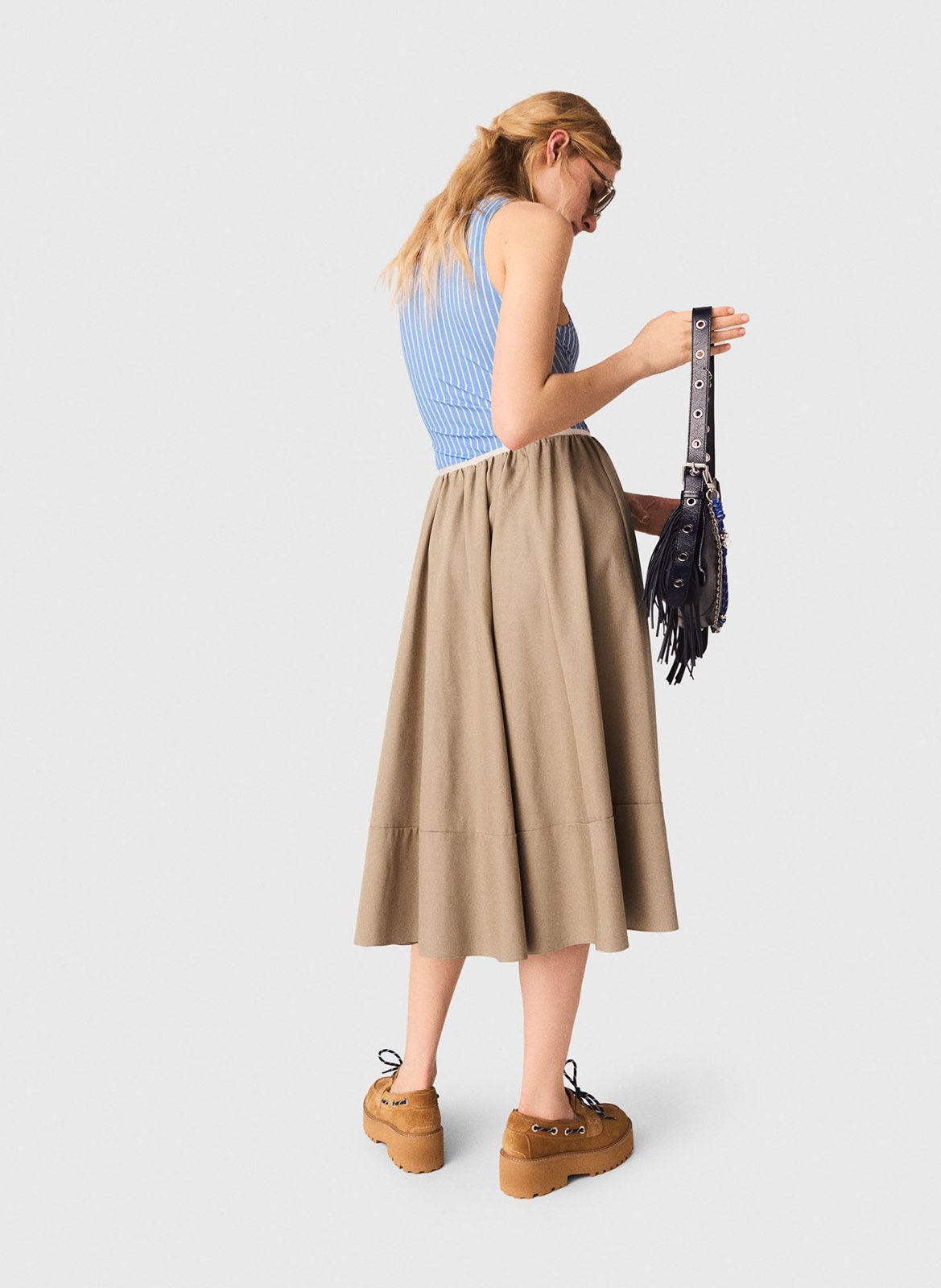 Halflange gerende jurk van katoen MAJE Beige