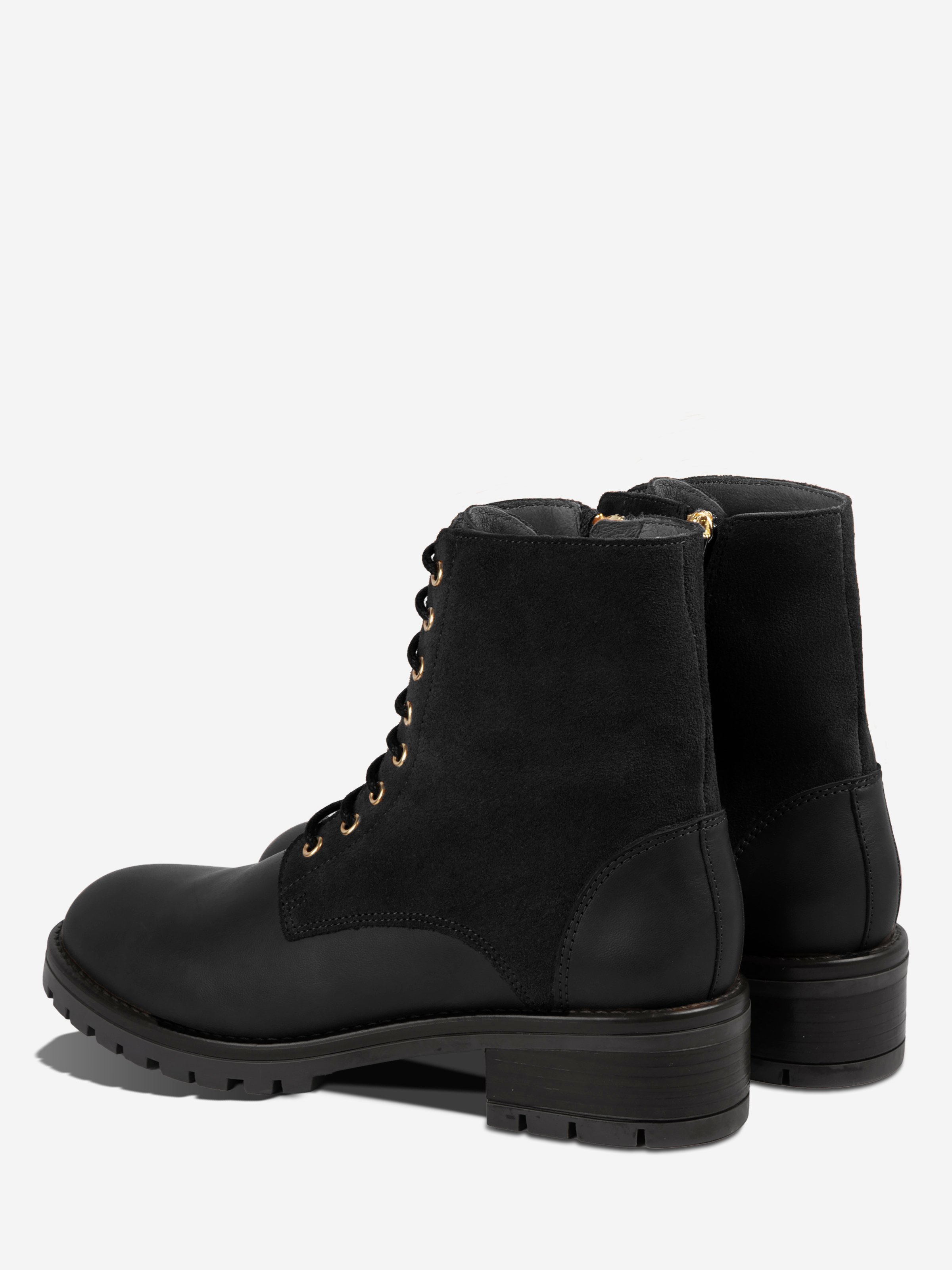 Lace-up ankle boots Romy in black suede and smooth leather JULES & JENN Black