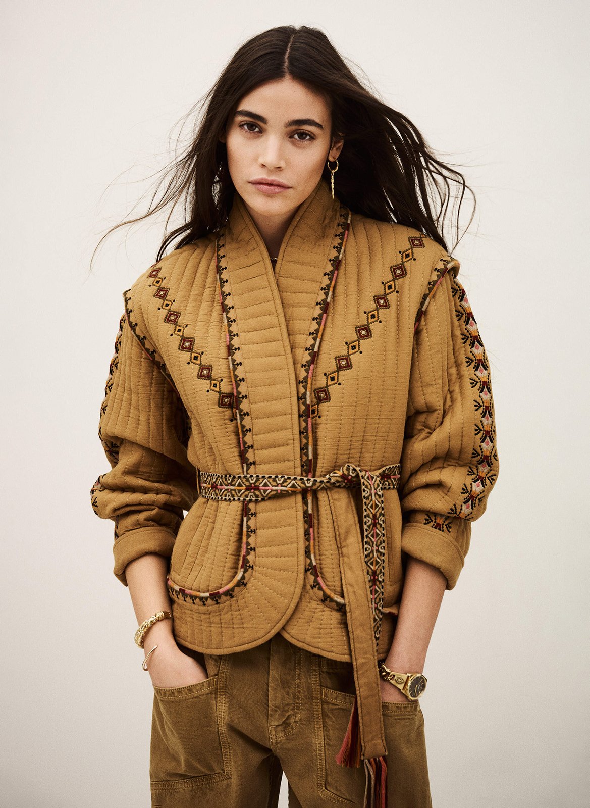 Veste col châle en coton BA&SH Marron