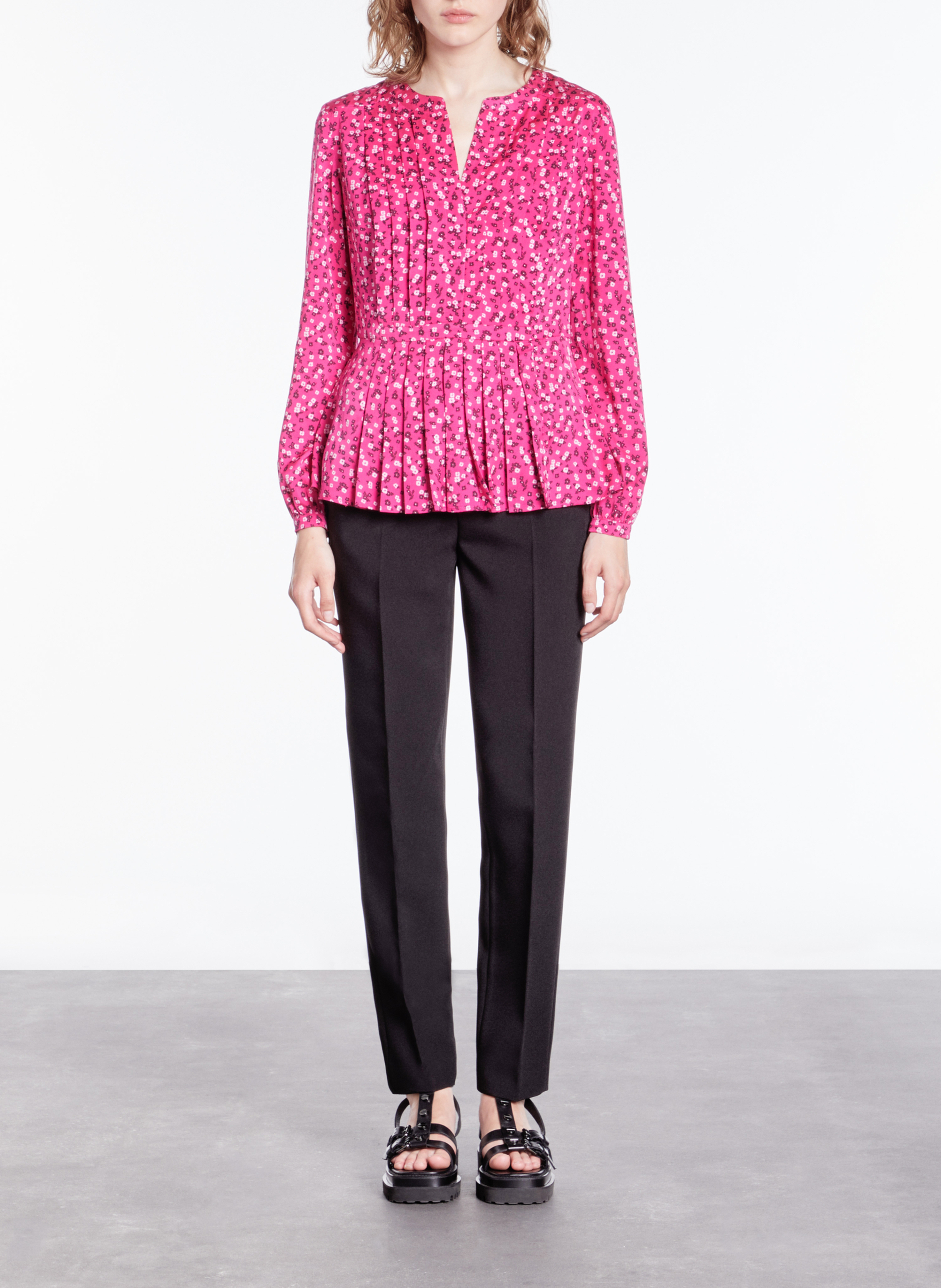 Pleated printed top with Tunisian collar THE KOOPLES Pink