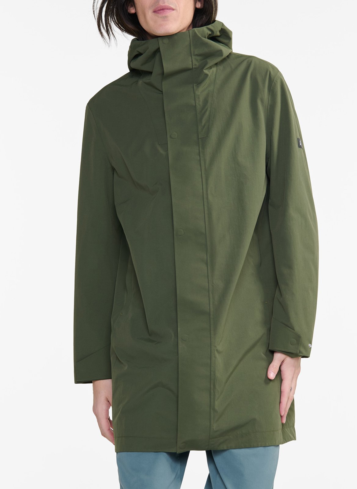 Hooded straight-cut parka in a solid color AIGLE Khaki