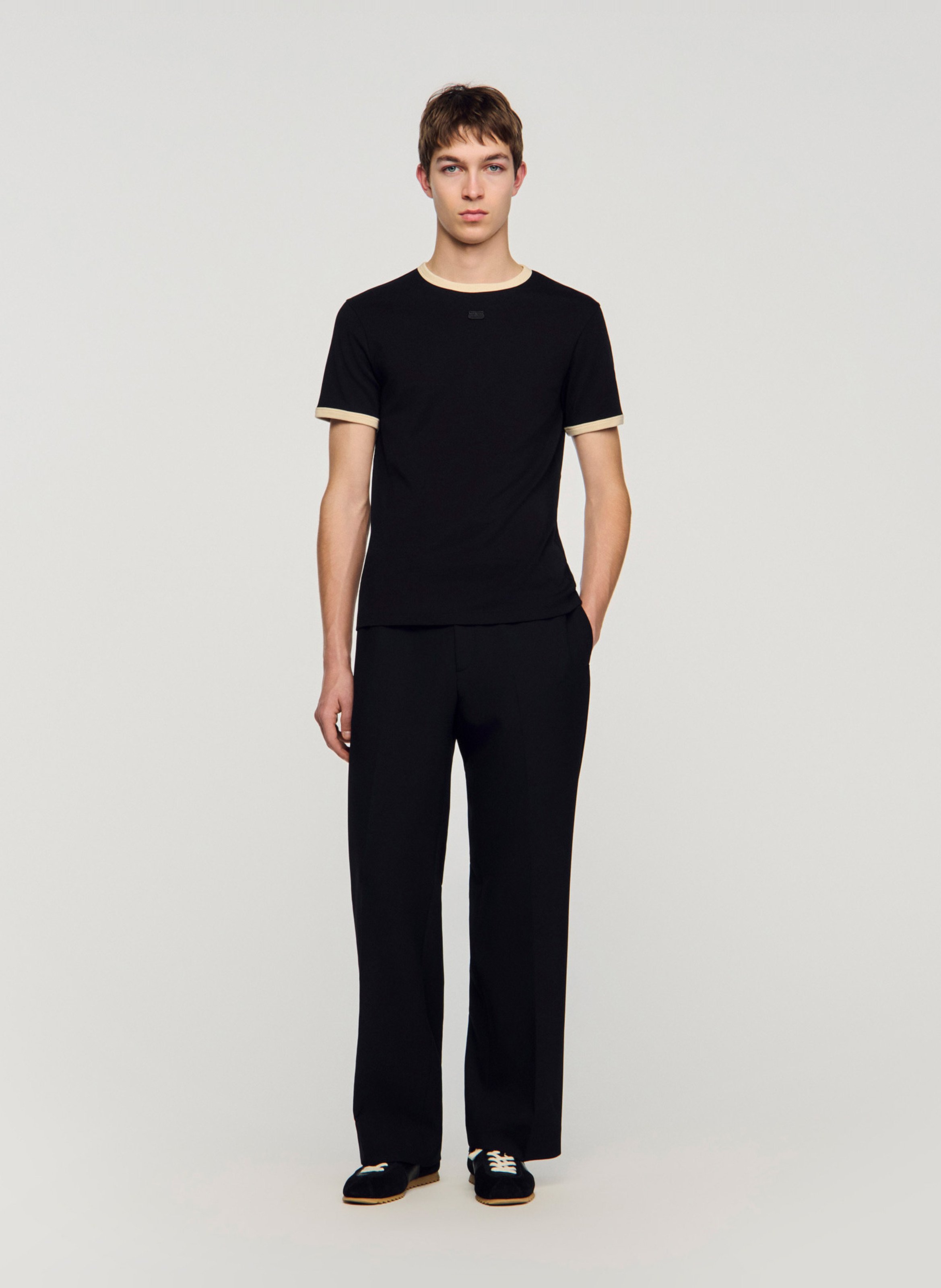 Tee-shirt droit en coton SANDRO Noir