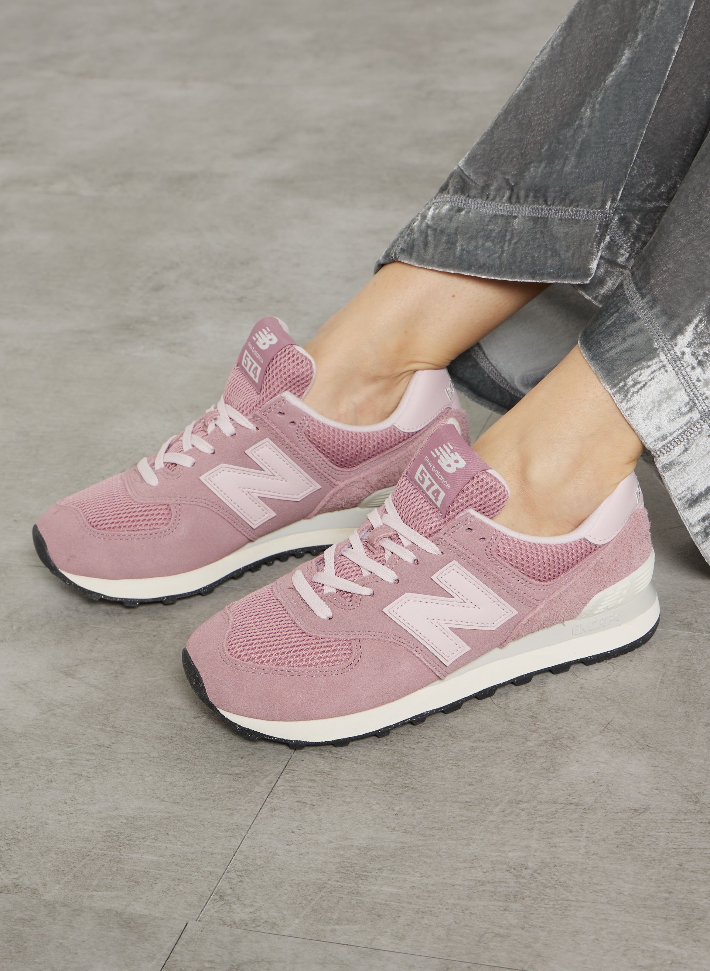 Baskets basses en cuir mélangé NEW BALANCE Rose