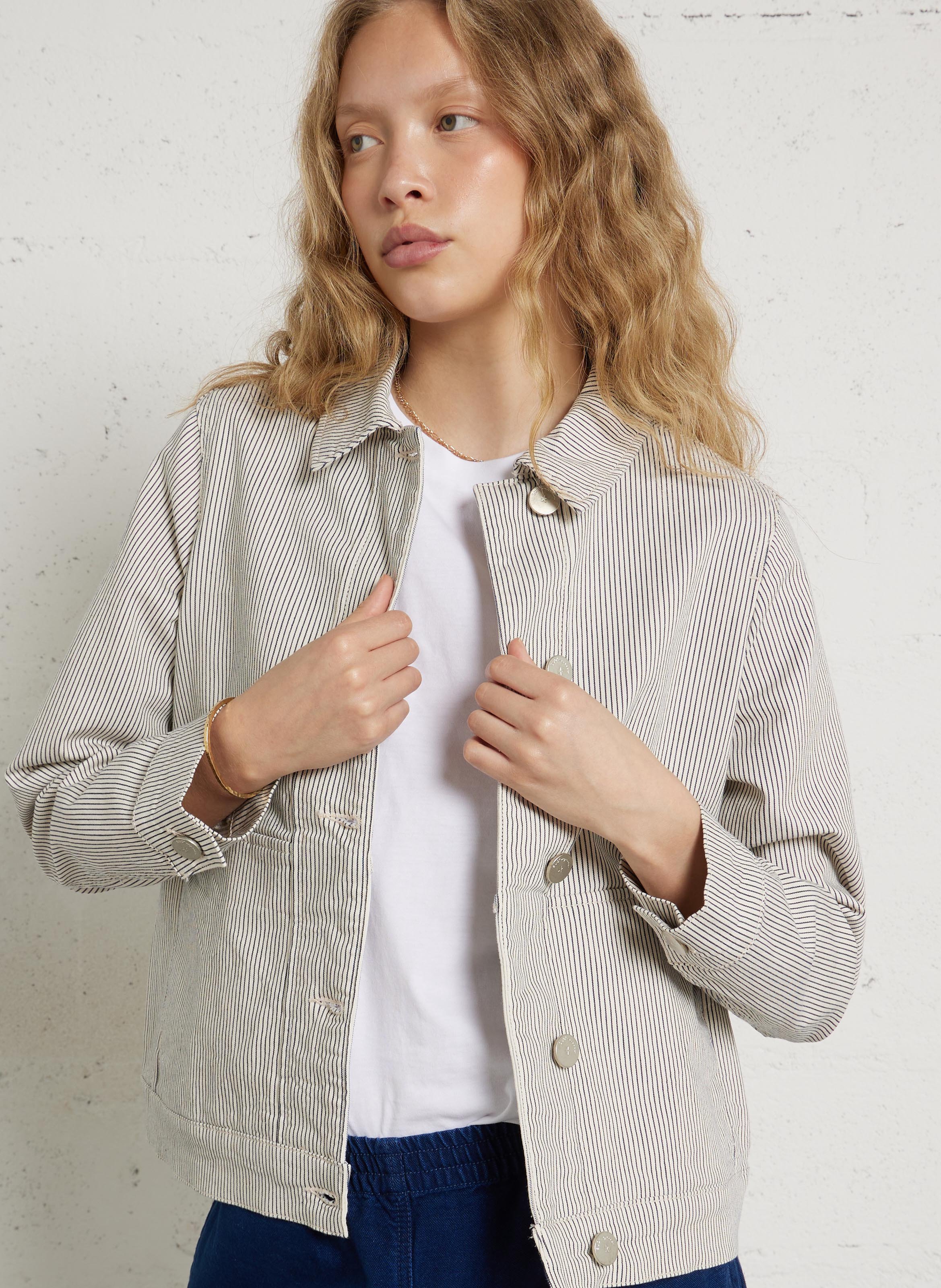 Veste à rayures col classique  SUD EXPRESS Beige