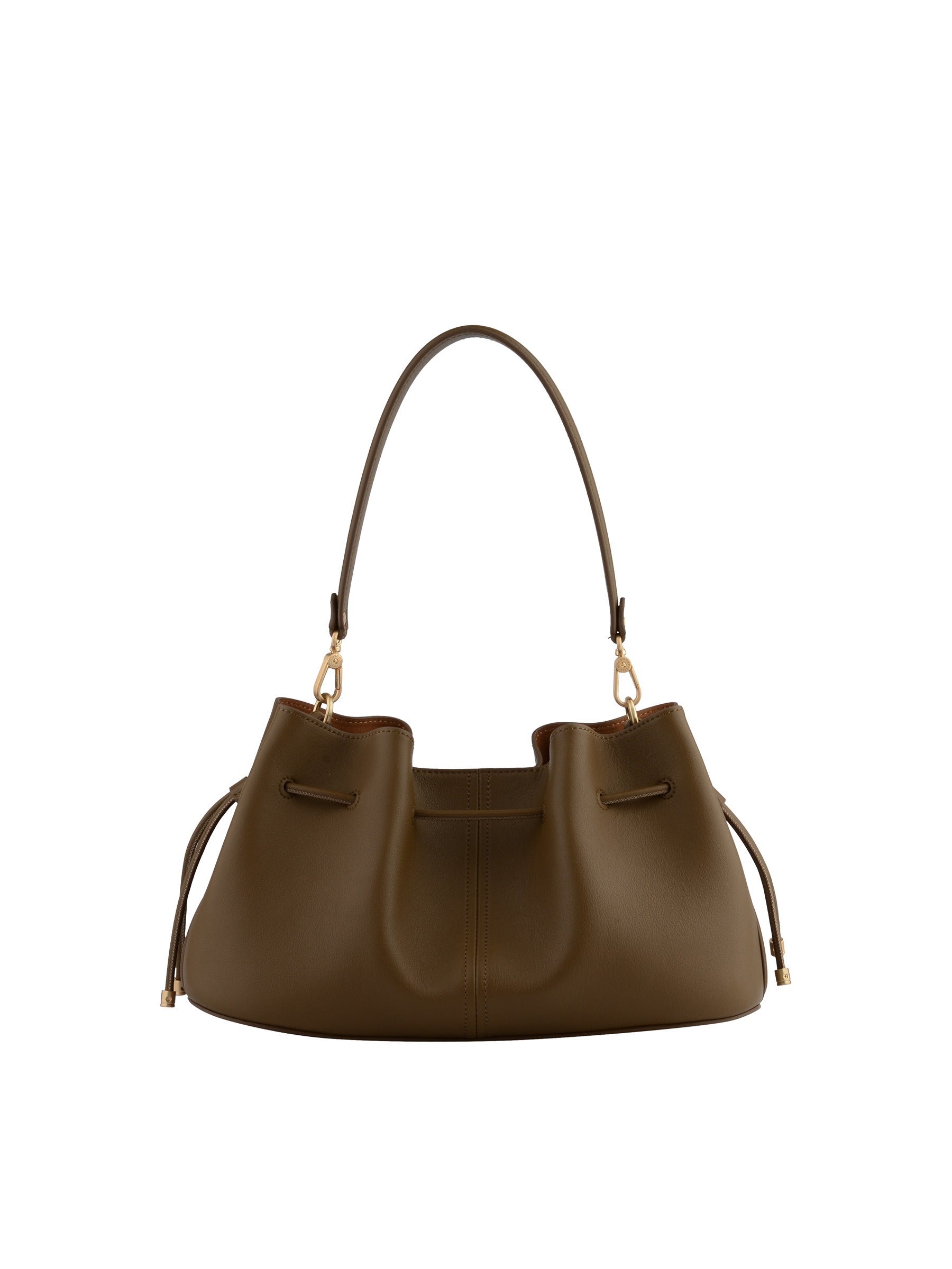 Calfskin leather shoulder bag POURCHET Brown