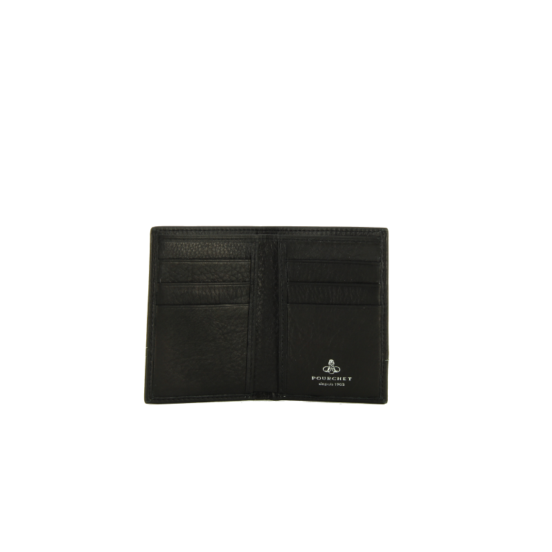 Calfskin leather credit-card holder POURCHET Black