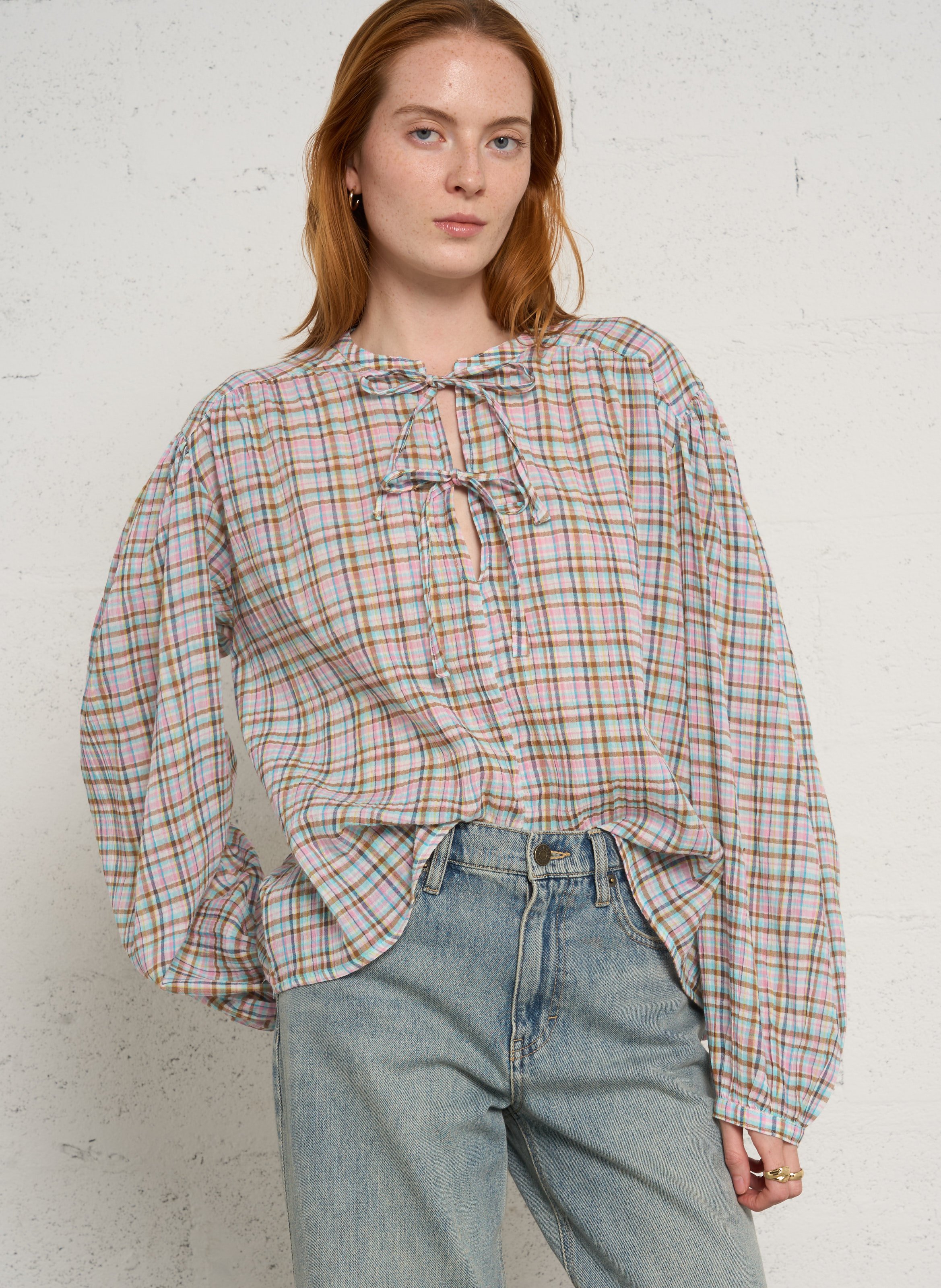 Ruimvallende blouse | katoenblend THE NEW SOCIETY Veelkleurig