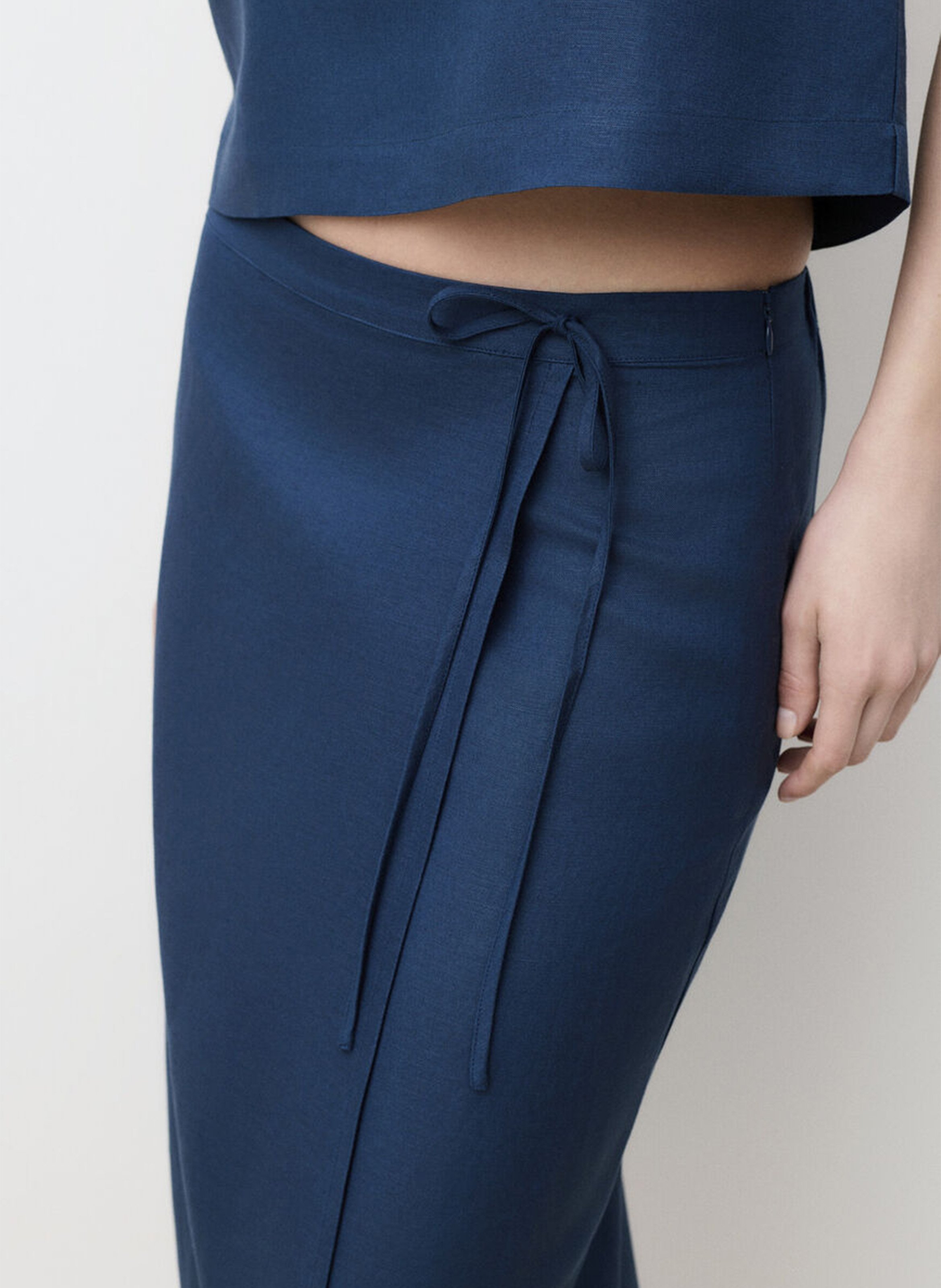 Top col carré en lin mélangé CAROLL Bleu