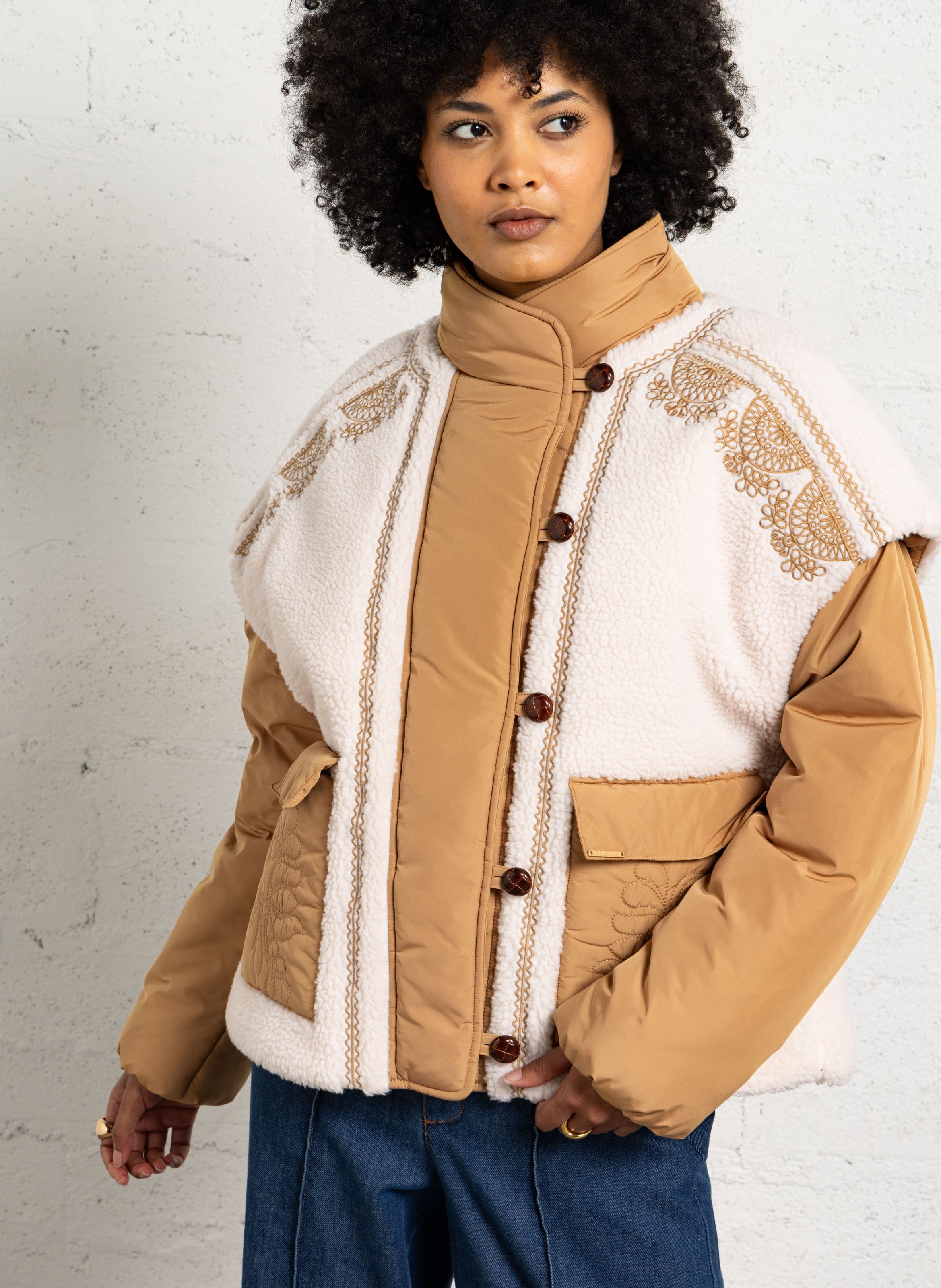 High collar coat LOUISE MISHA Beige