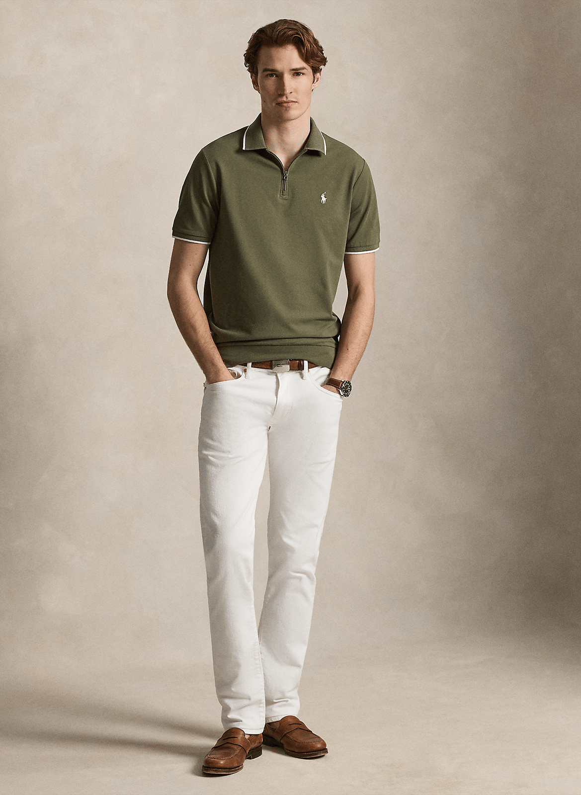 Straight cotton-blend polo shirt POLO RALPH LAUREN Green