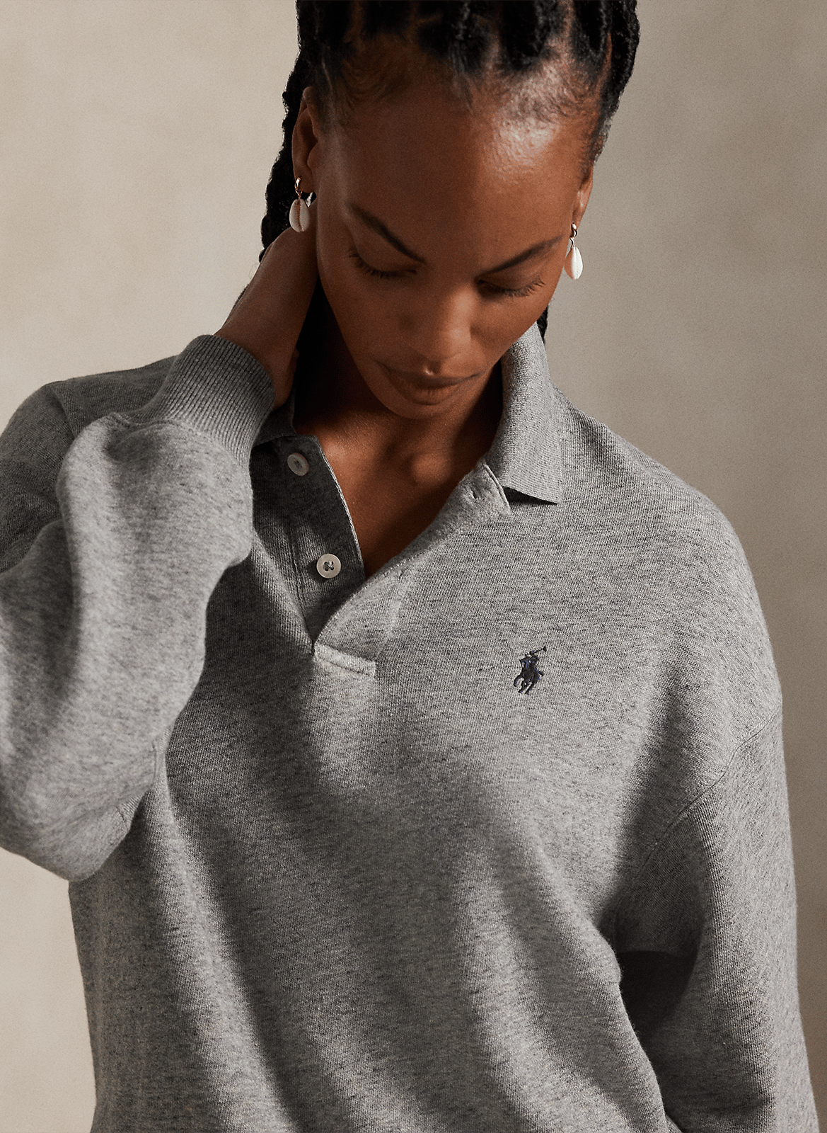 Cotton-mix oversized sweater POLO RALPH LAUREN Grey