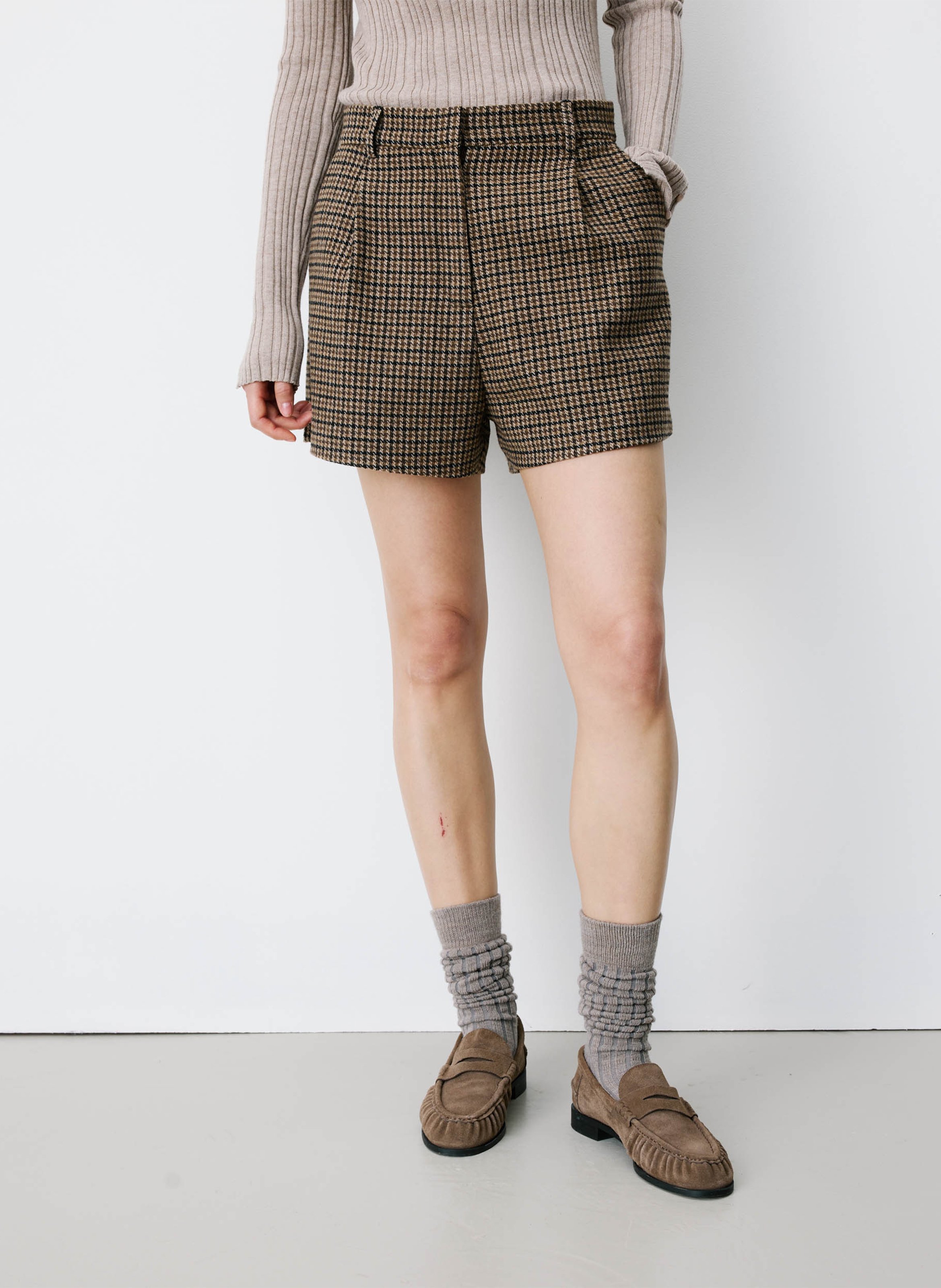 Rechte, geruite short GRACE ET MILA Bruin