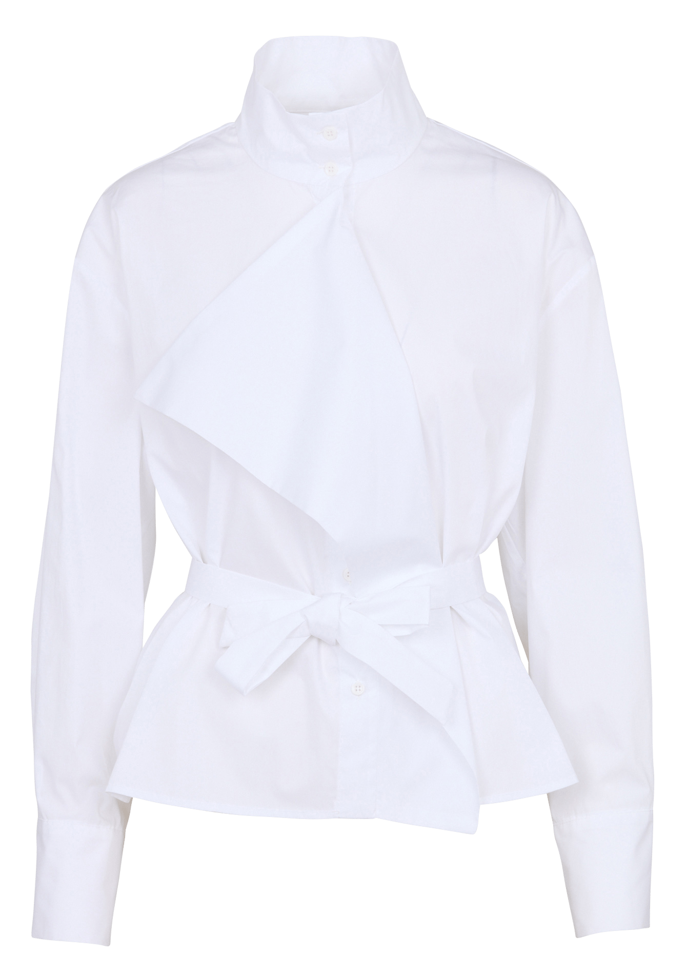 Chemise col montant avec ceinture en coton IMPERIAL Blanc