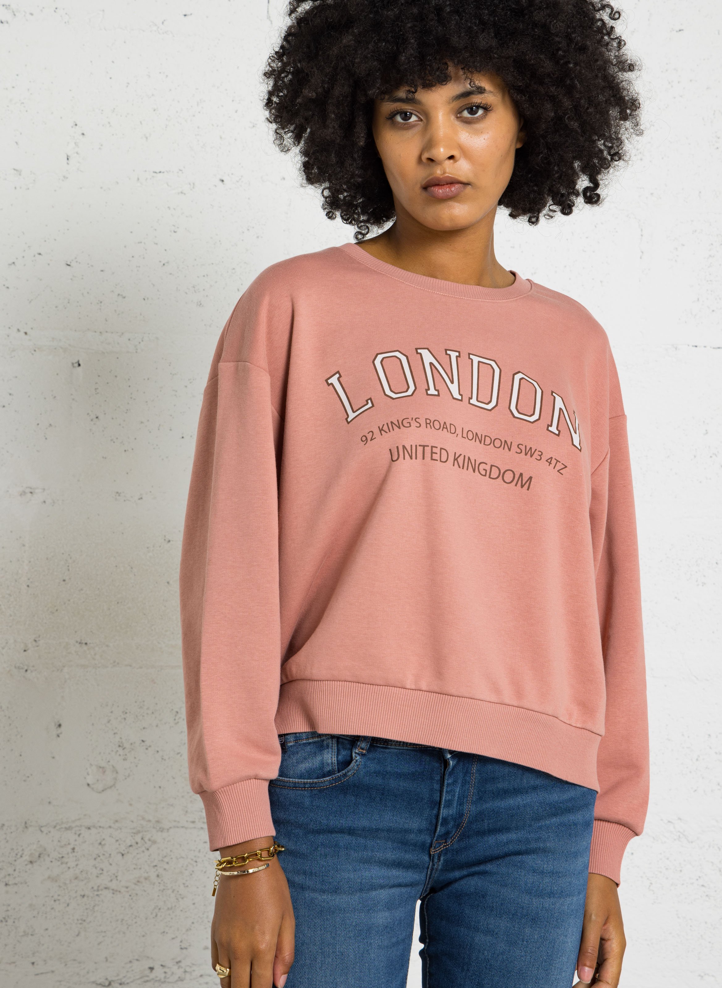 Sweat ample en coton mélangé MAISON 123 Rose