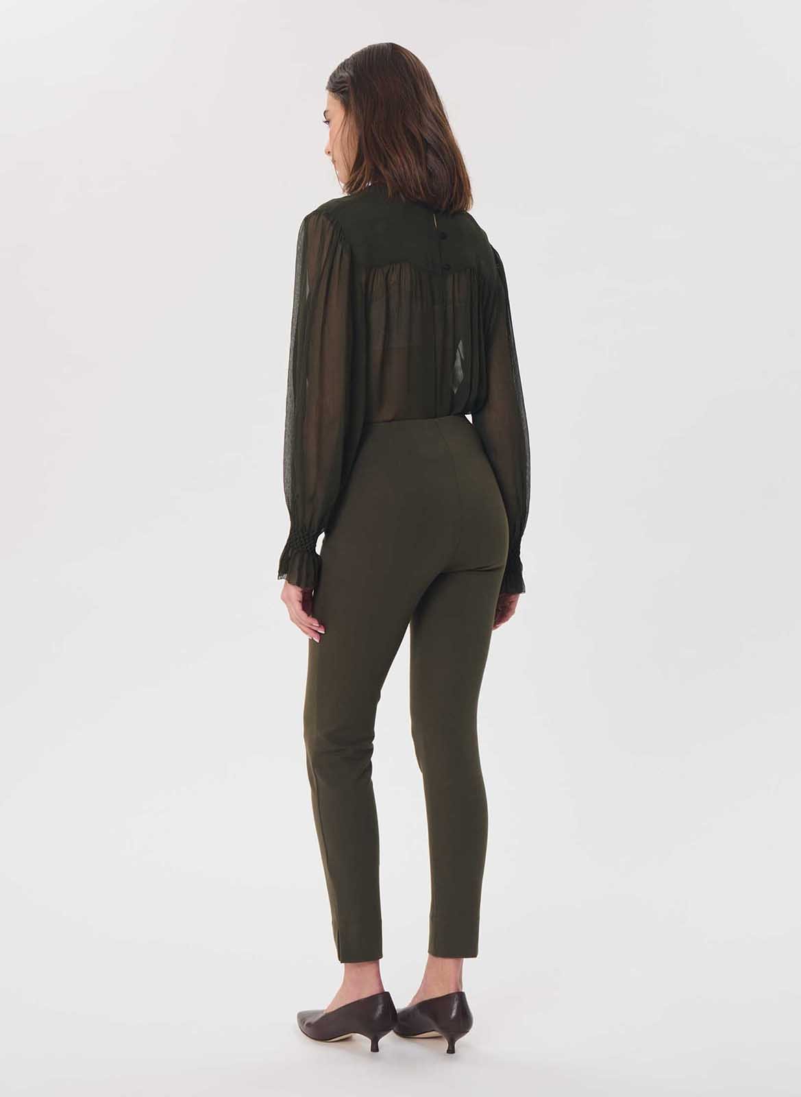 Effen slim fit broek met hoge taille TARA JARMON Groen