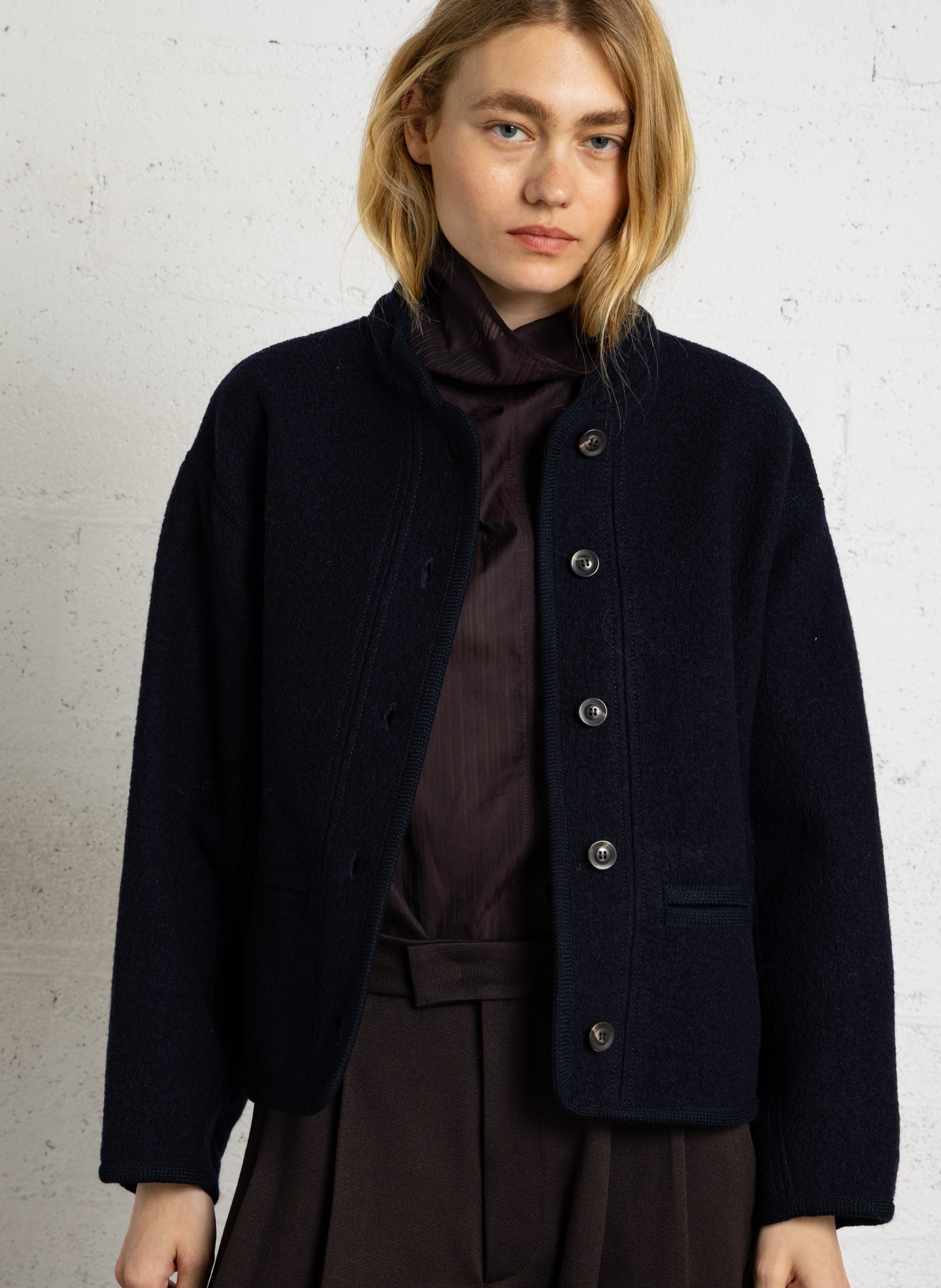 Gerade geschnittene Wolljacke SOEUR Blau