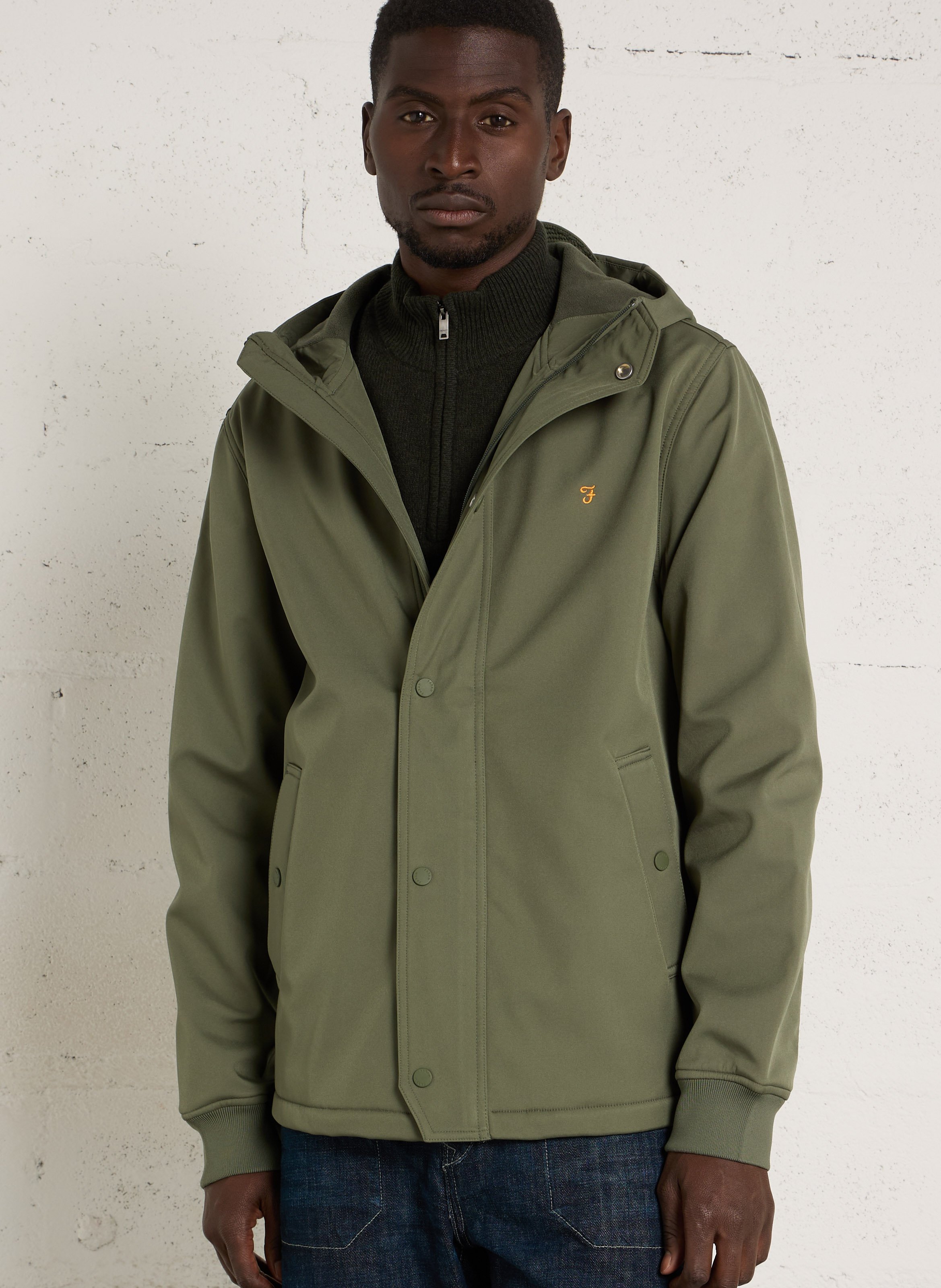 Veste droite col montant à capuche FARAH