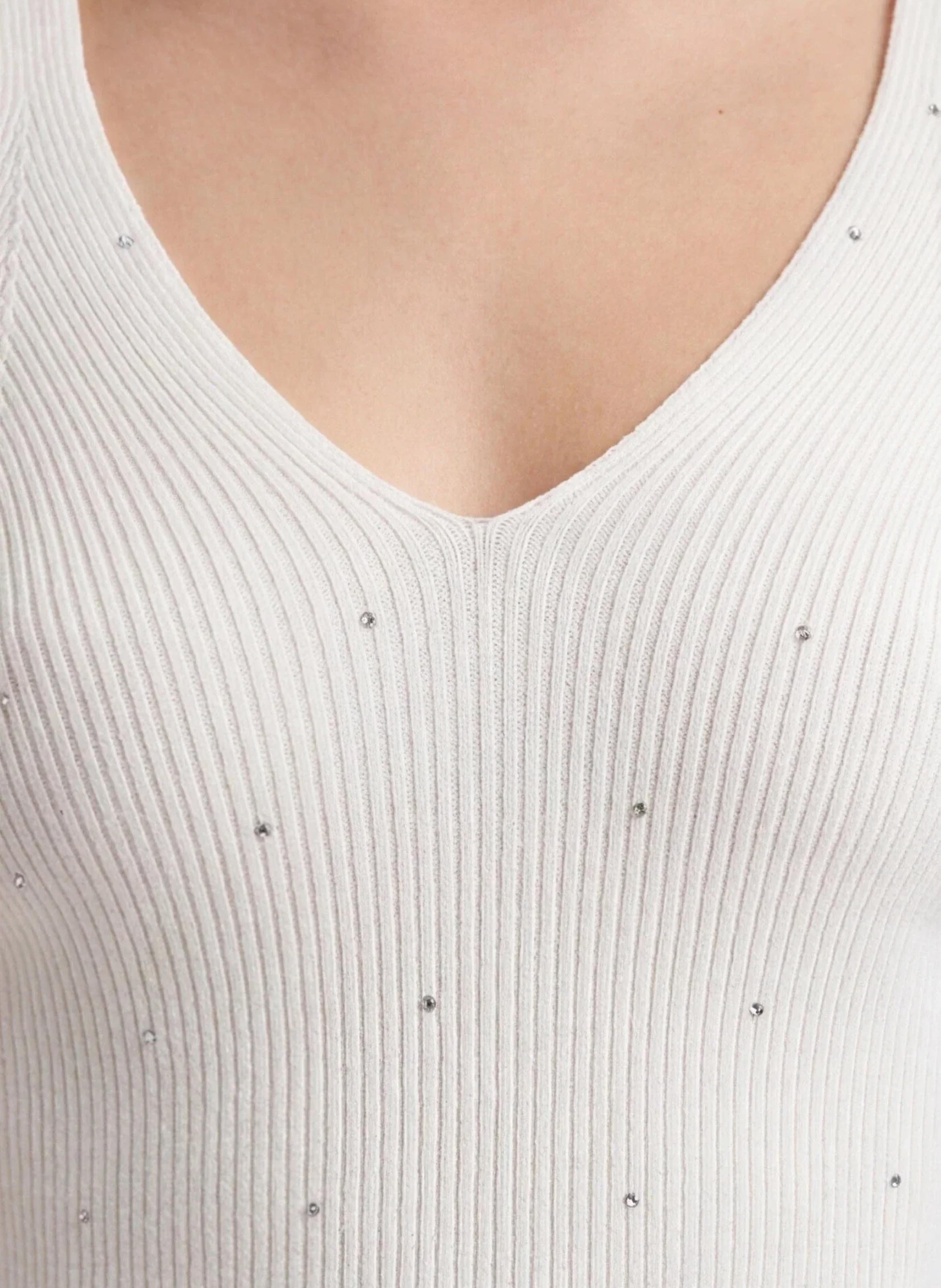 Tanktop met V-hals en strasssteentjes KOOKAI Wit