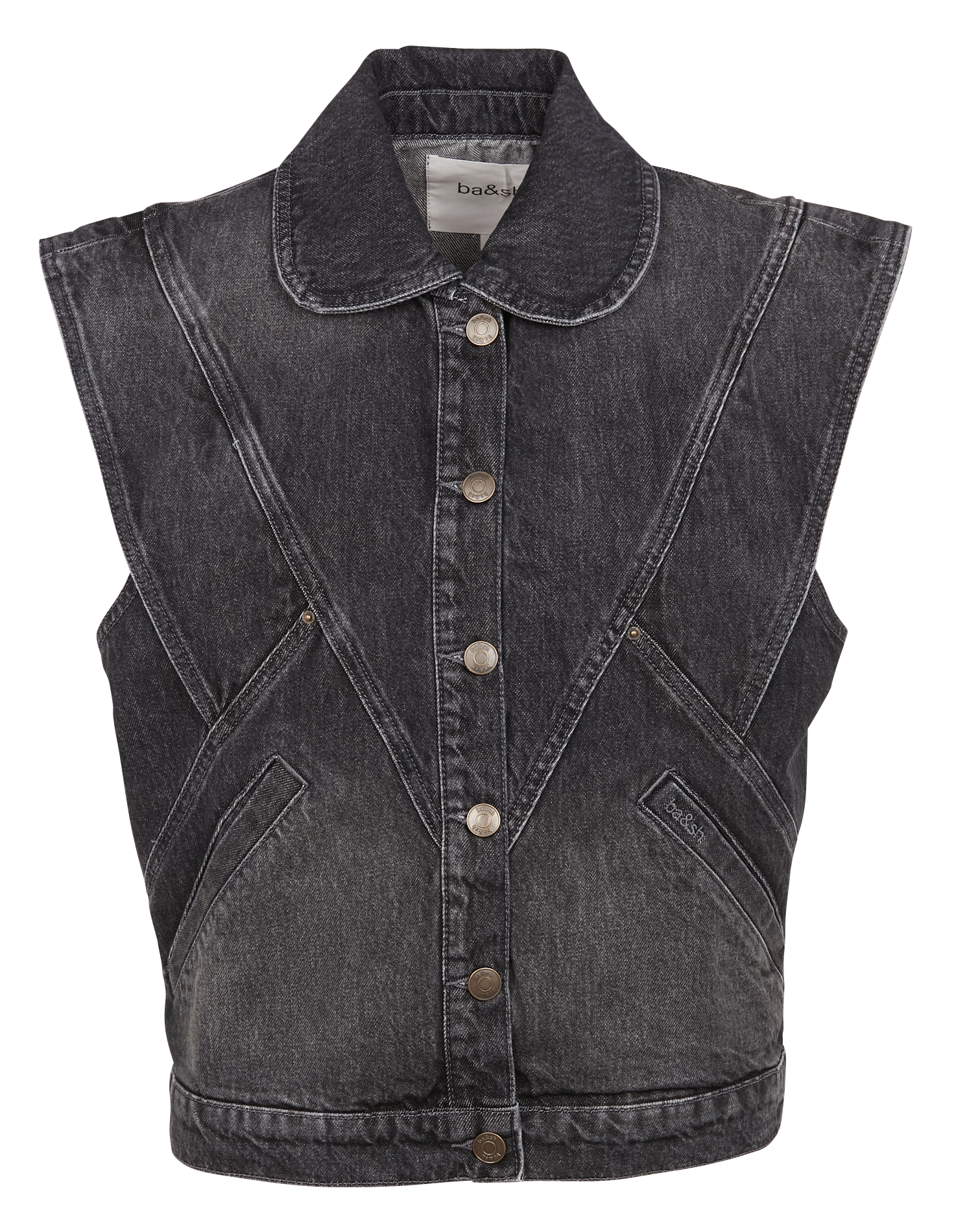 Sleeveless denim jacket Black