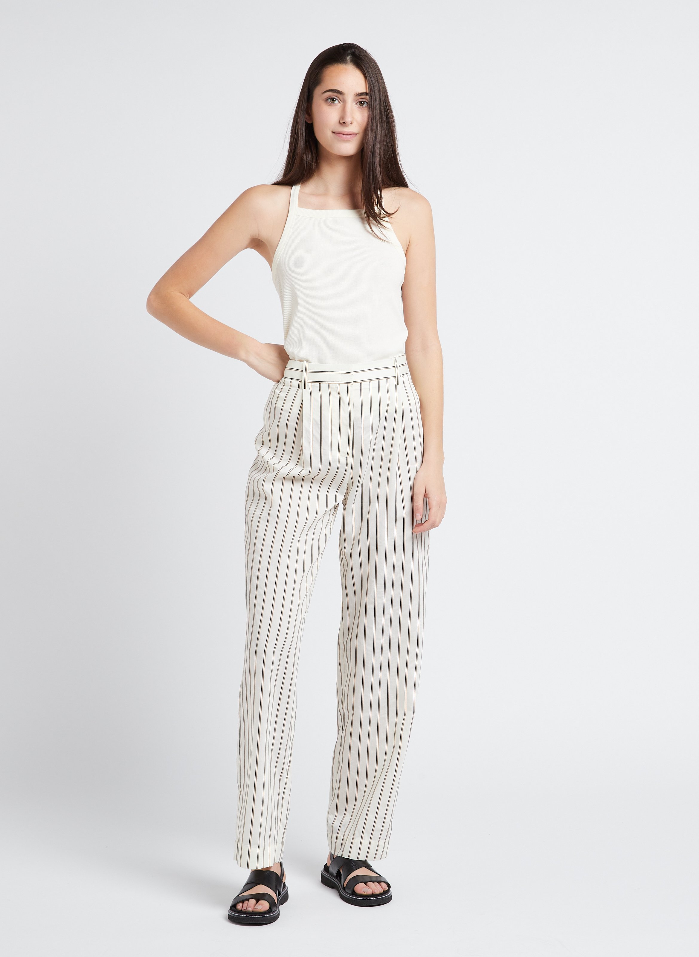 Striped straight-leg pants SAMSOE SAMSOE White