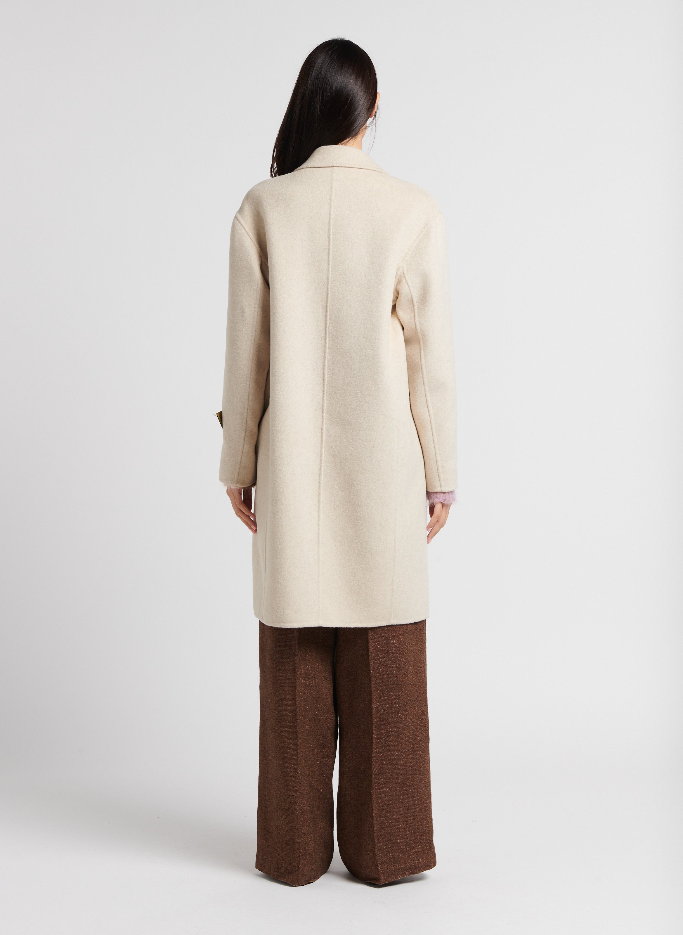 Straight wool-blend coat with tailored collar ATTIC AND BARN Beige
