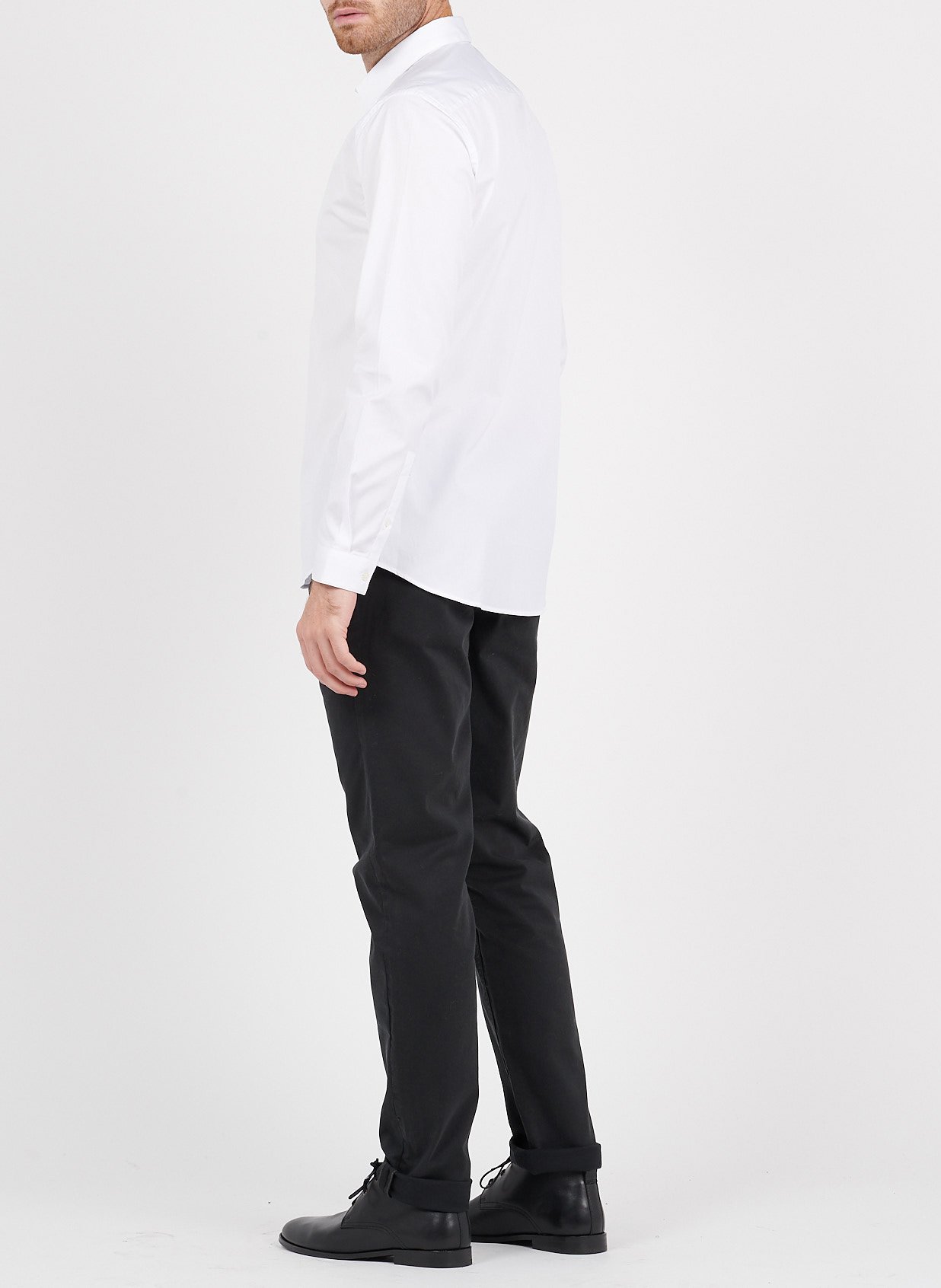 Slim-fit cotton shirt with classic collar AU PRINTEMPS PARIS White