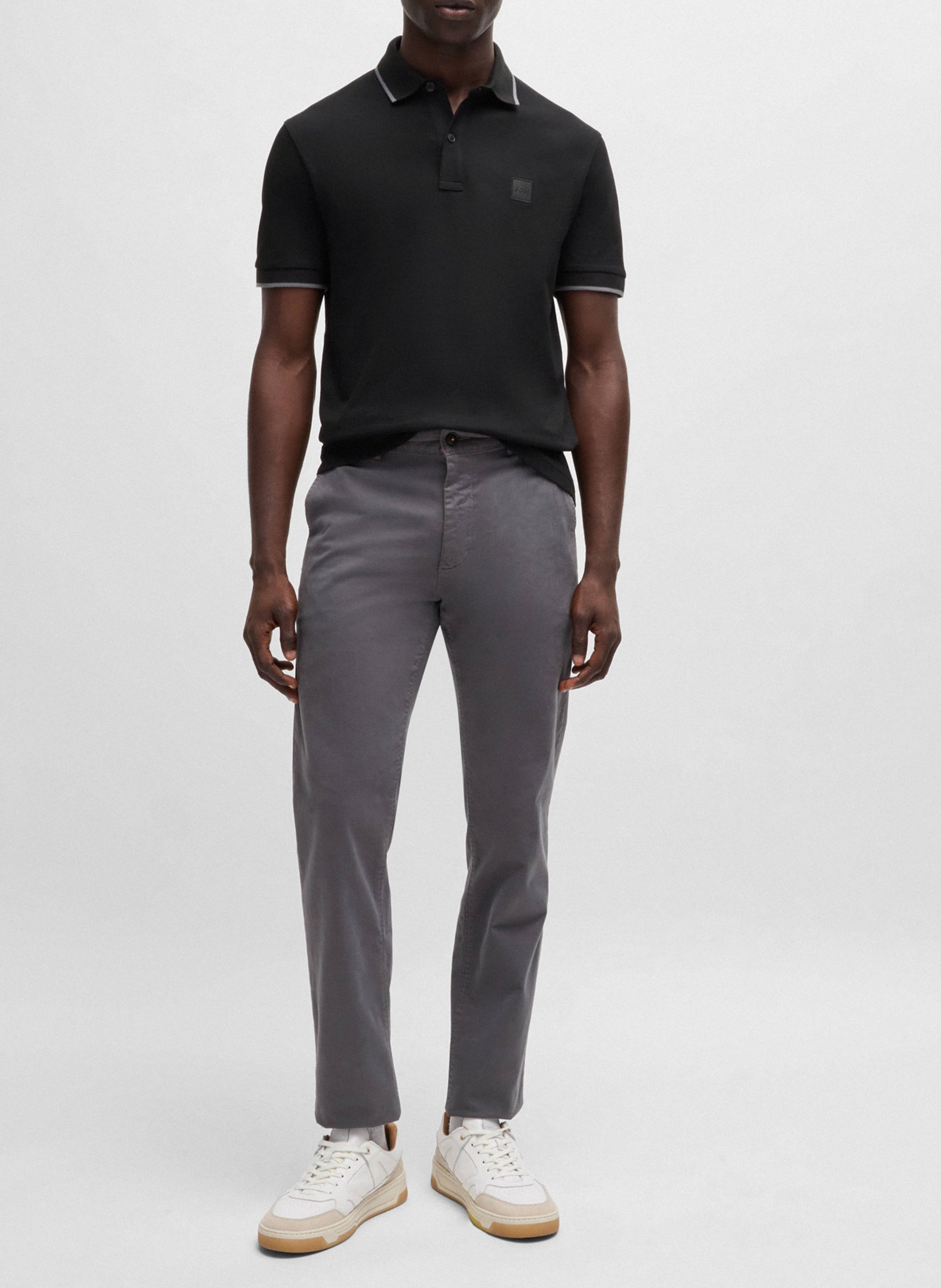 Slim-fit stretch cotton polo shirt BOSS Black