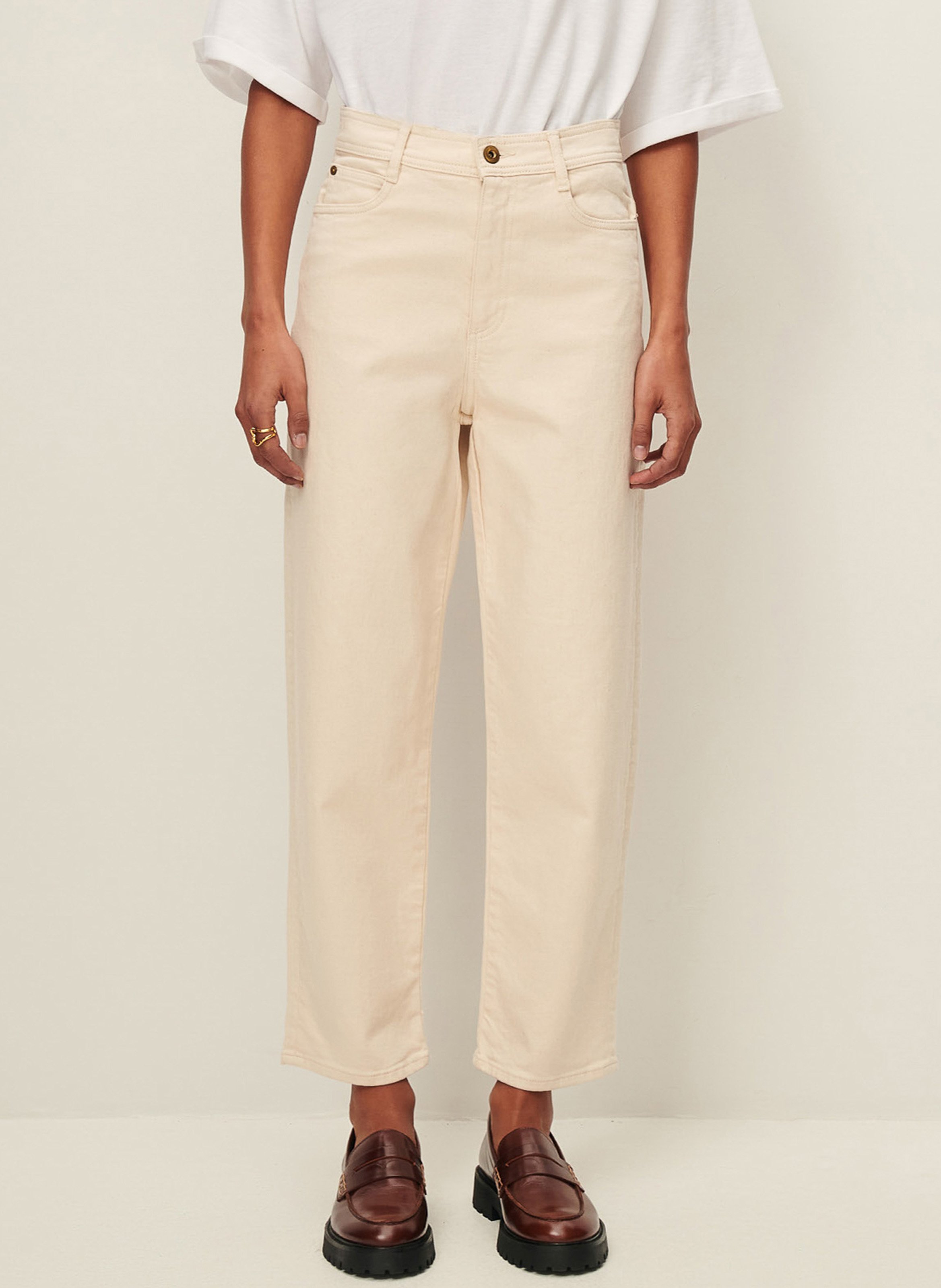 Katoenen mom-fit jeans SESSUN Beige