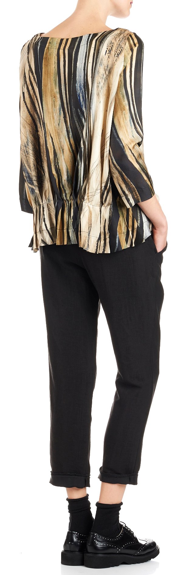 Anna printed silk top MOMONI Green