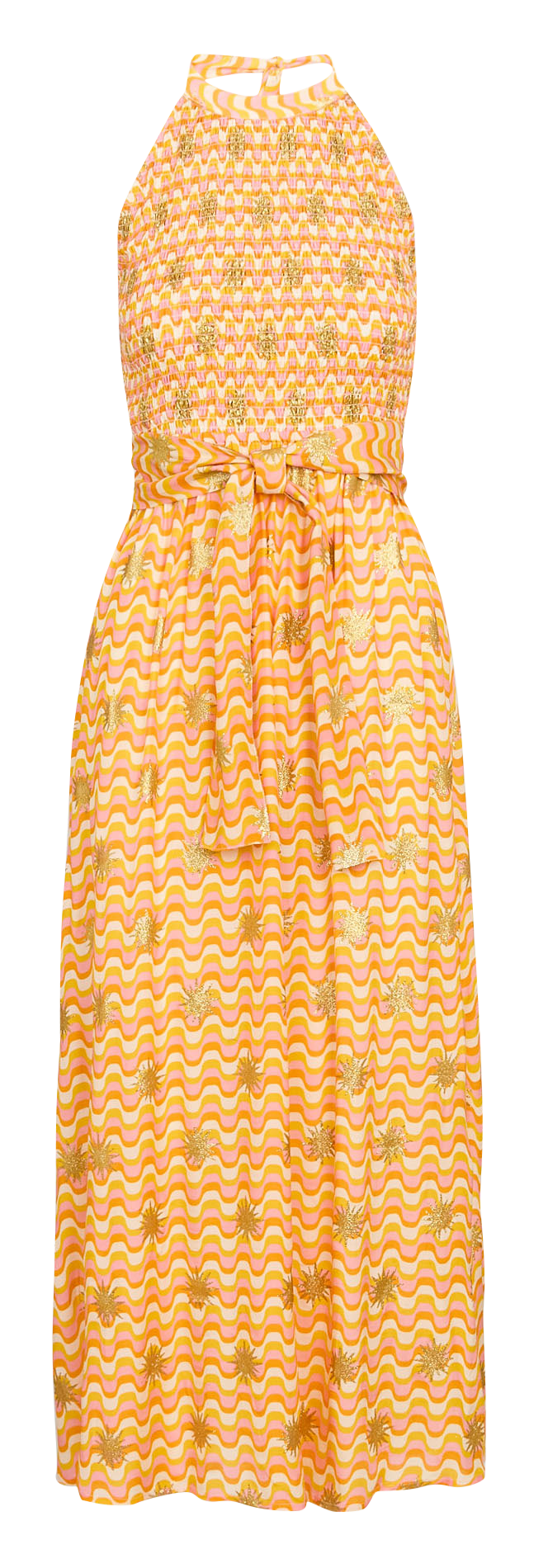 Robe longue sans manches à motifs Jaune