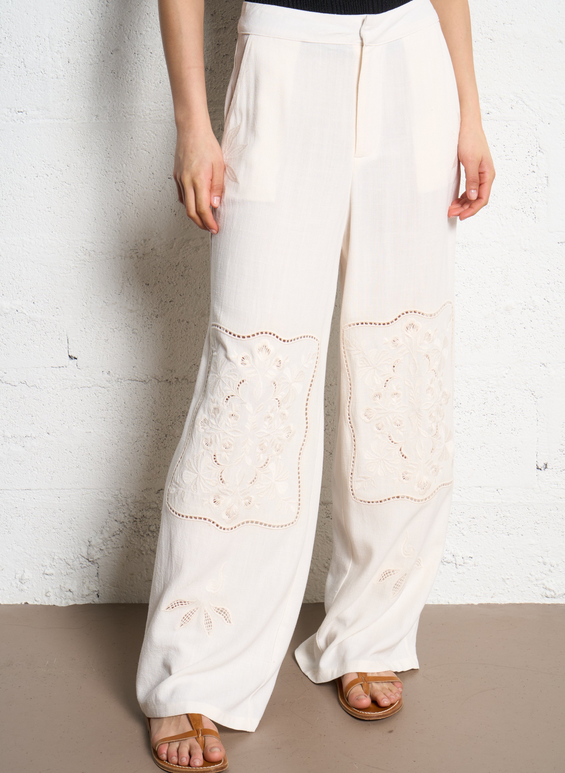 Straight striped cotton pants LA PETITE ETOILE White