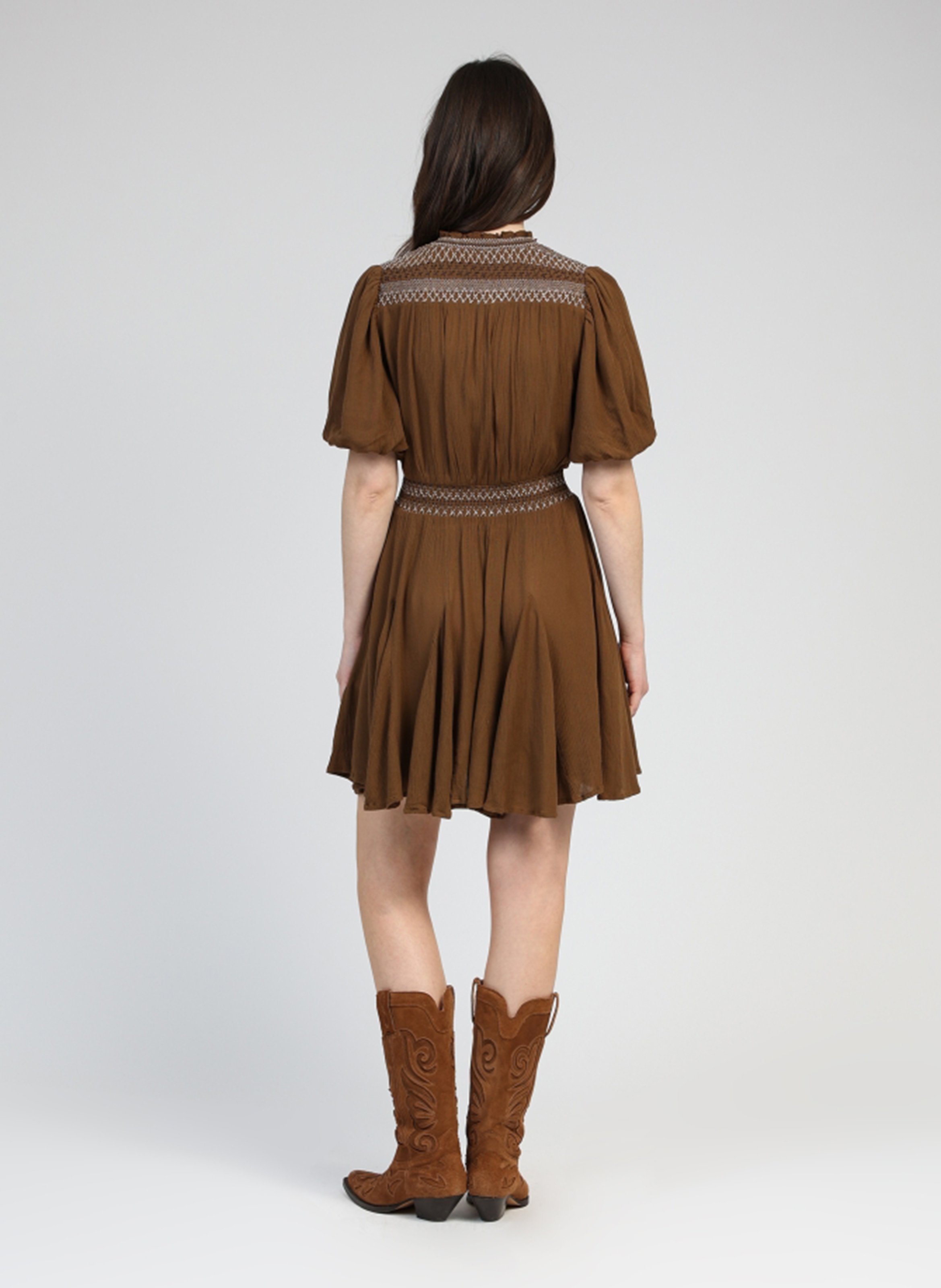 Korte jurk met V-hals AN'GE Khaki