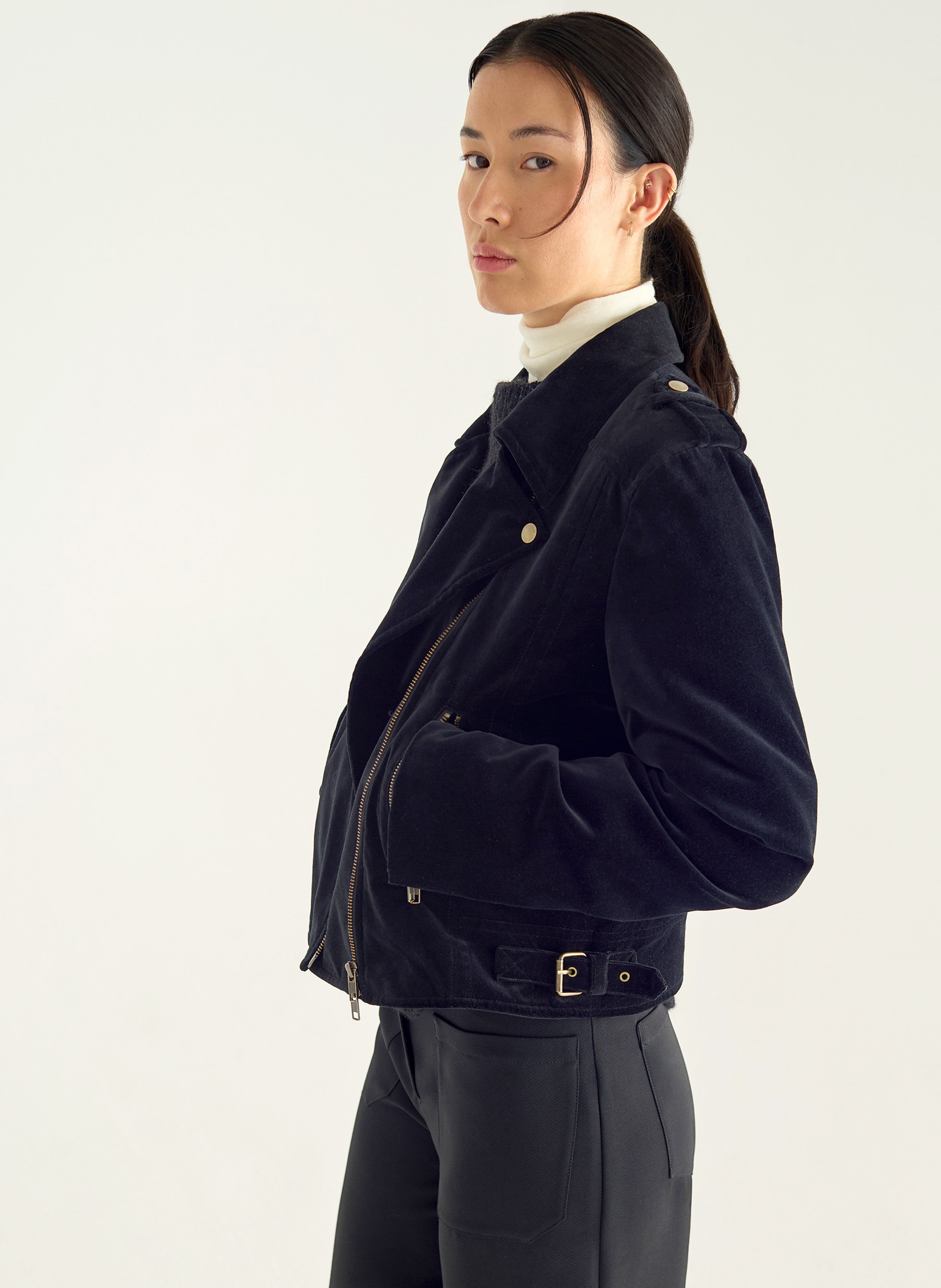 Gerade geschnittener Baumwollblazer ACOTE Schwarz