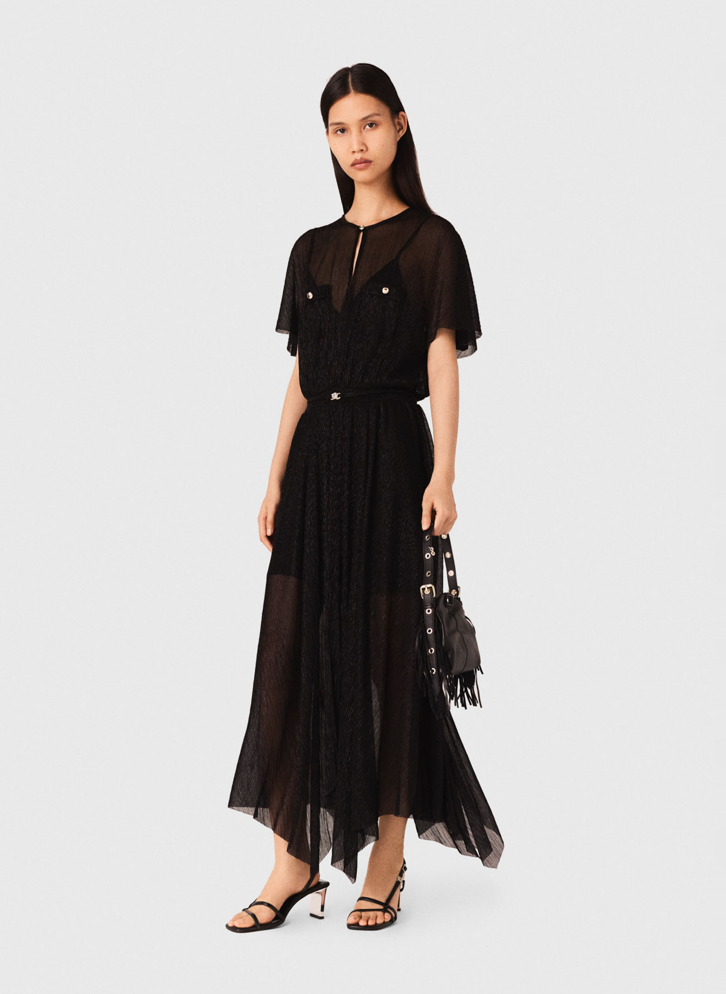 Long dress with round sequined collar MAJE Black
