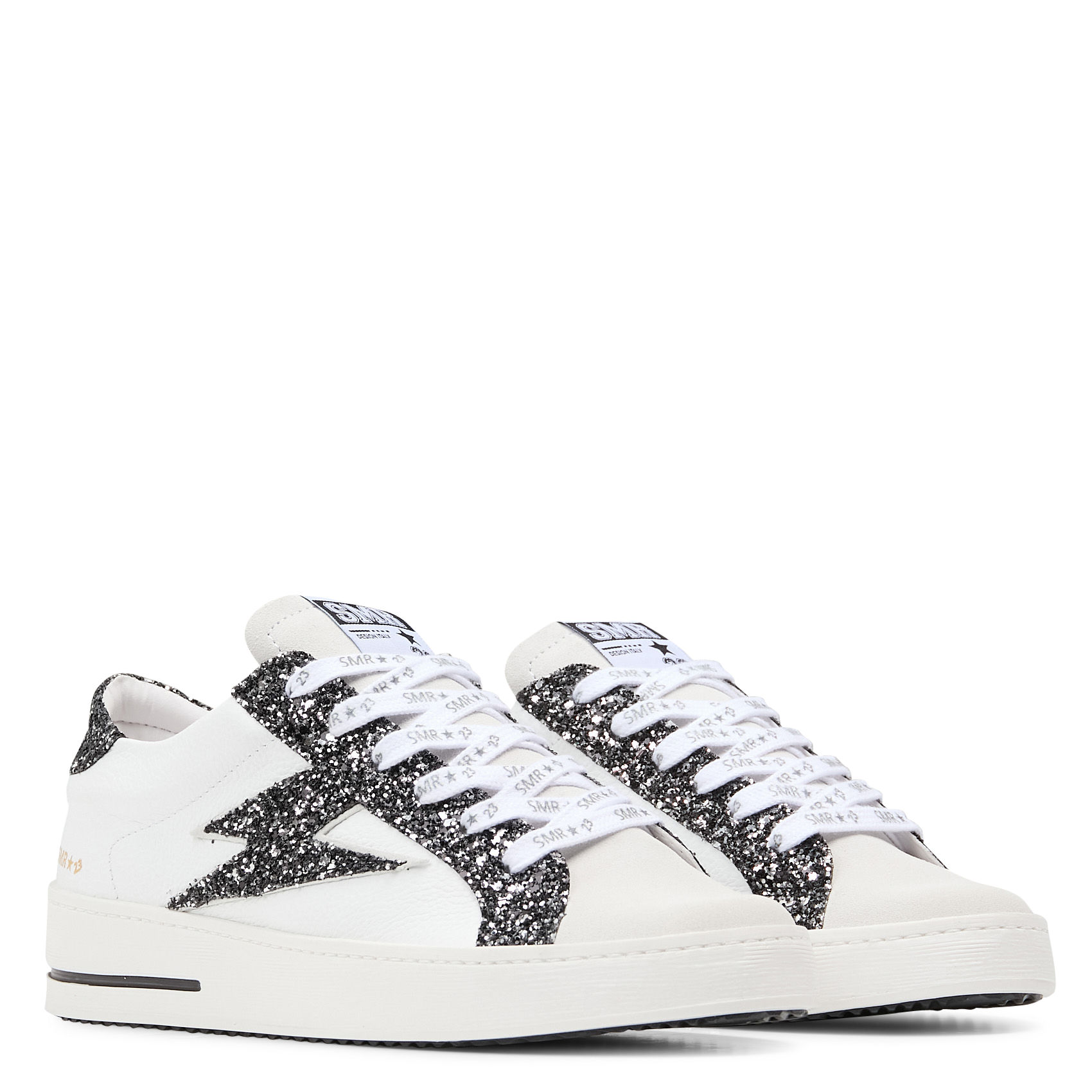 Low-top leather mix sneakers SEMERDJIAN - SMR White