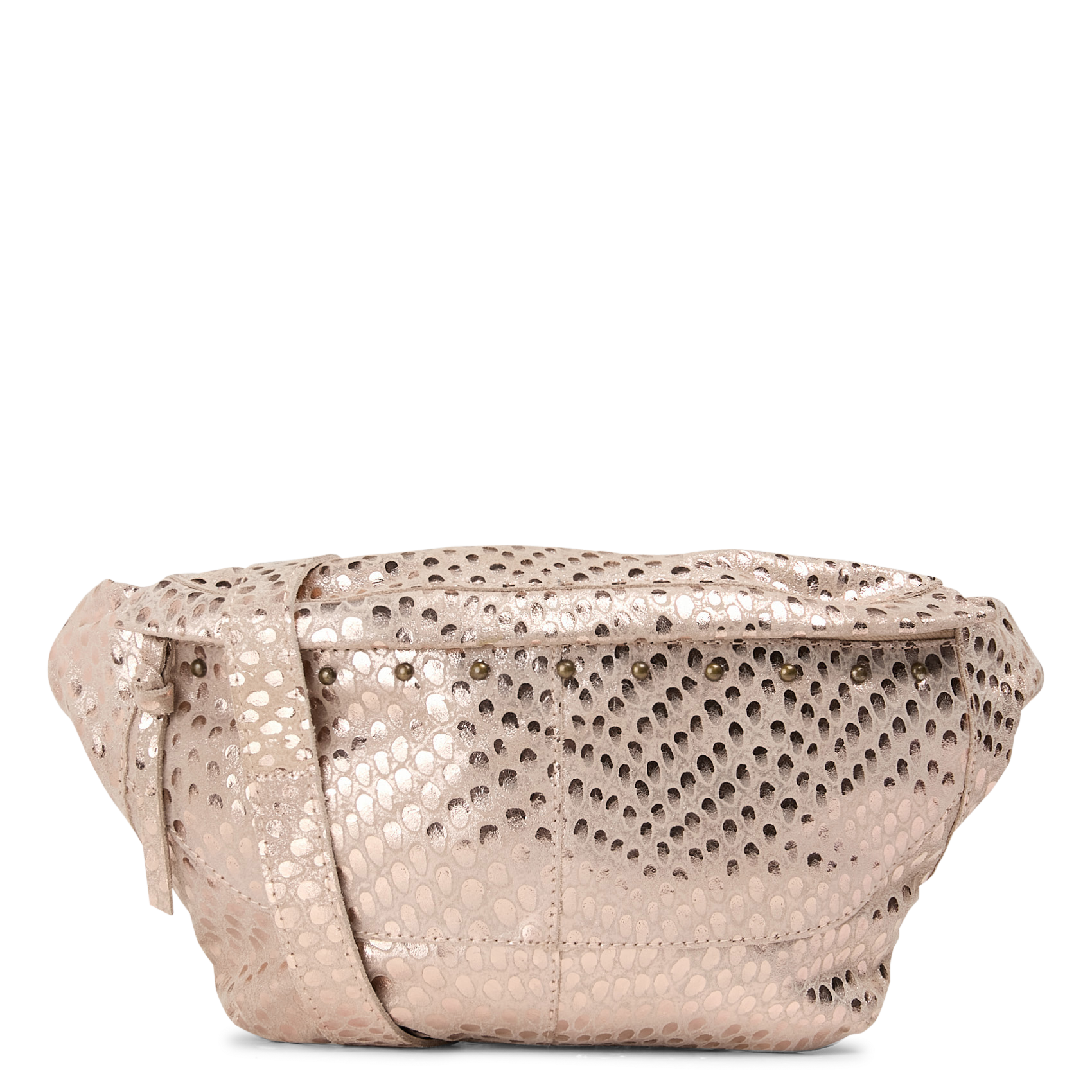 Glanzende jacquard heuptas van leer PIECES Roze