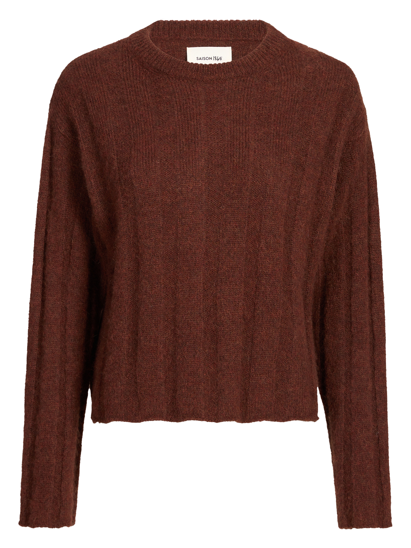 Langärmliger Kurzpullover aus Wollmix-Strick SAISON 1865 Braun