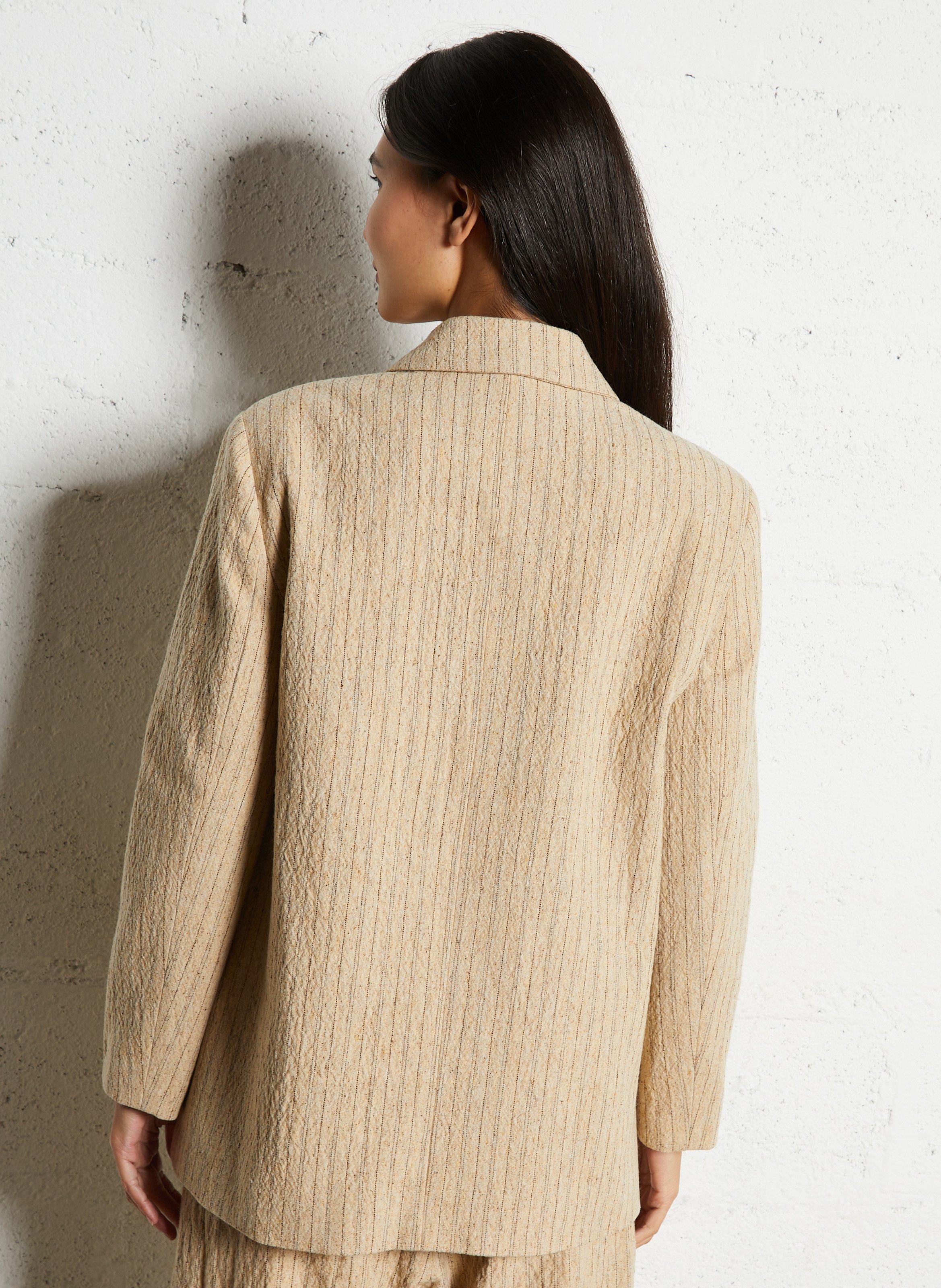 Oversized striped blazer-style jacket HOD PARIS Beige