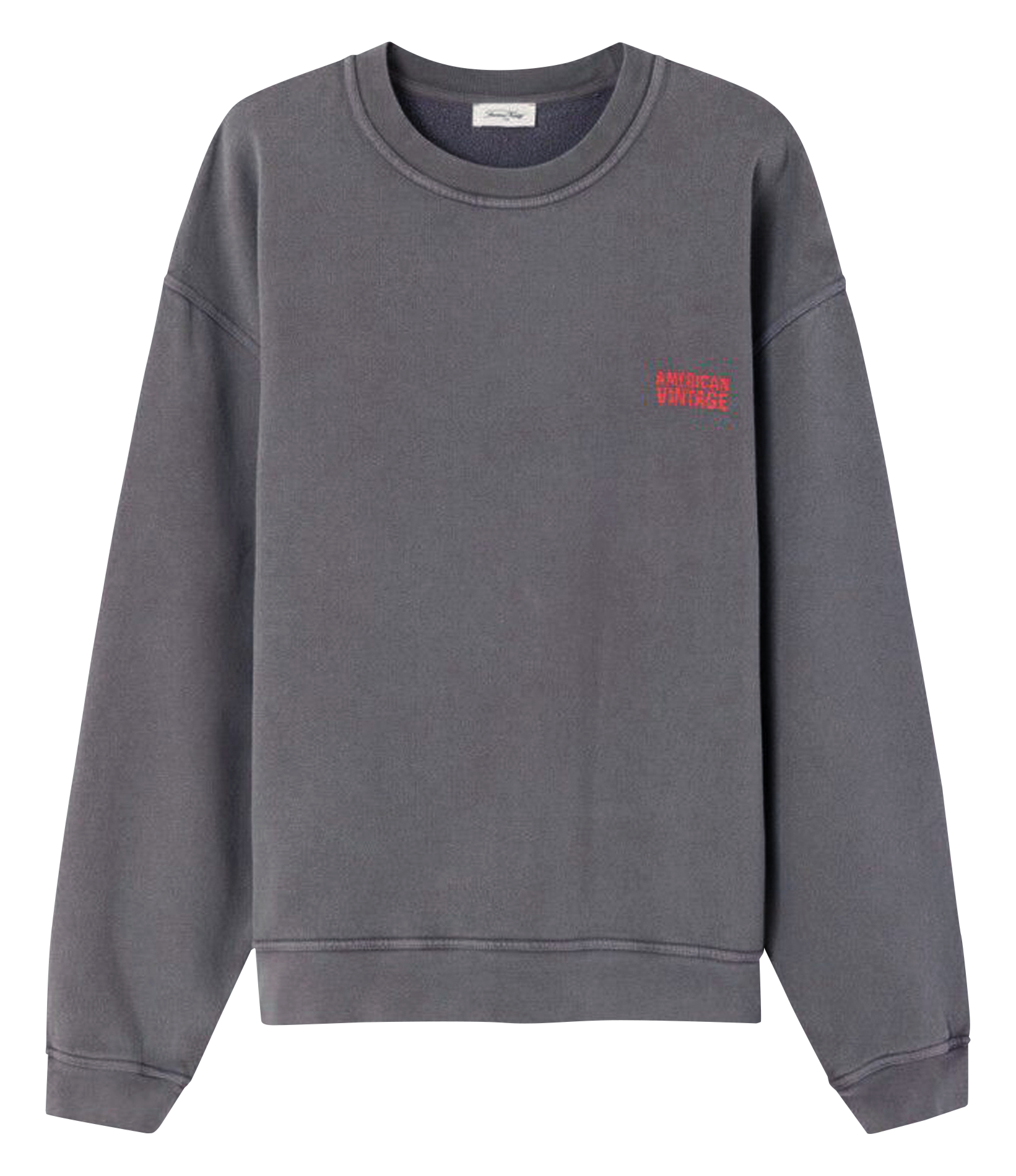Straight-cut cotton round-neck sweater AMERICAN VINTAGE Grey