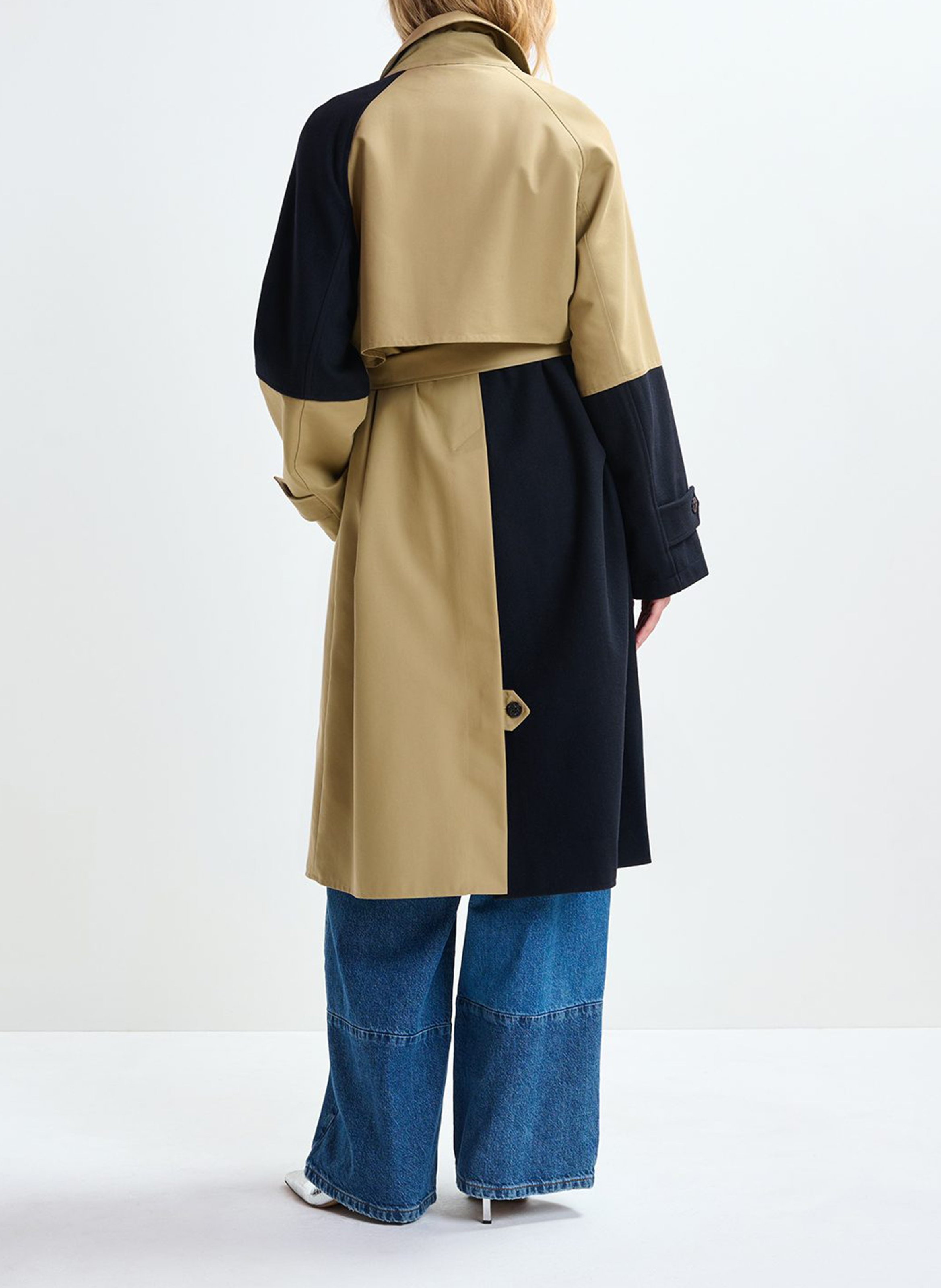 Straight wool-blend trench coat with tailored collar ESSENTIEL ANTWERP Brown