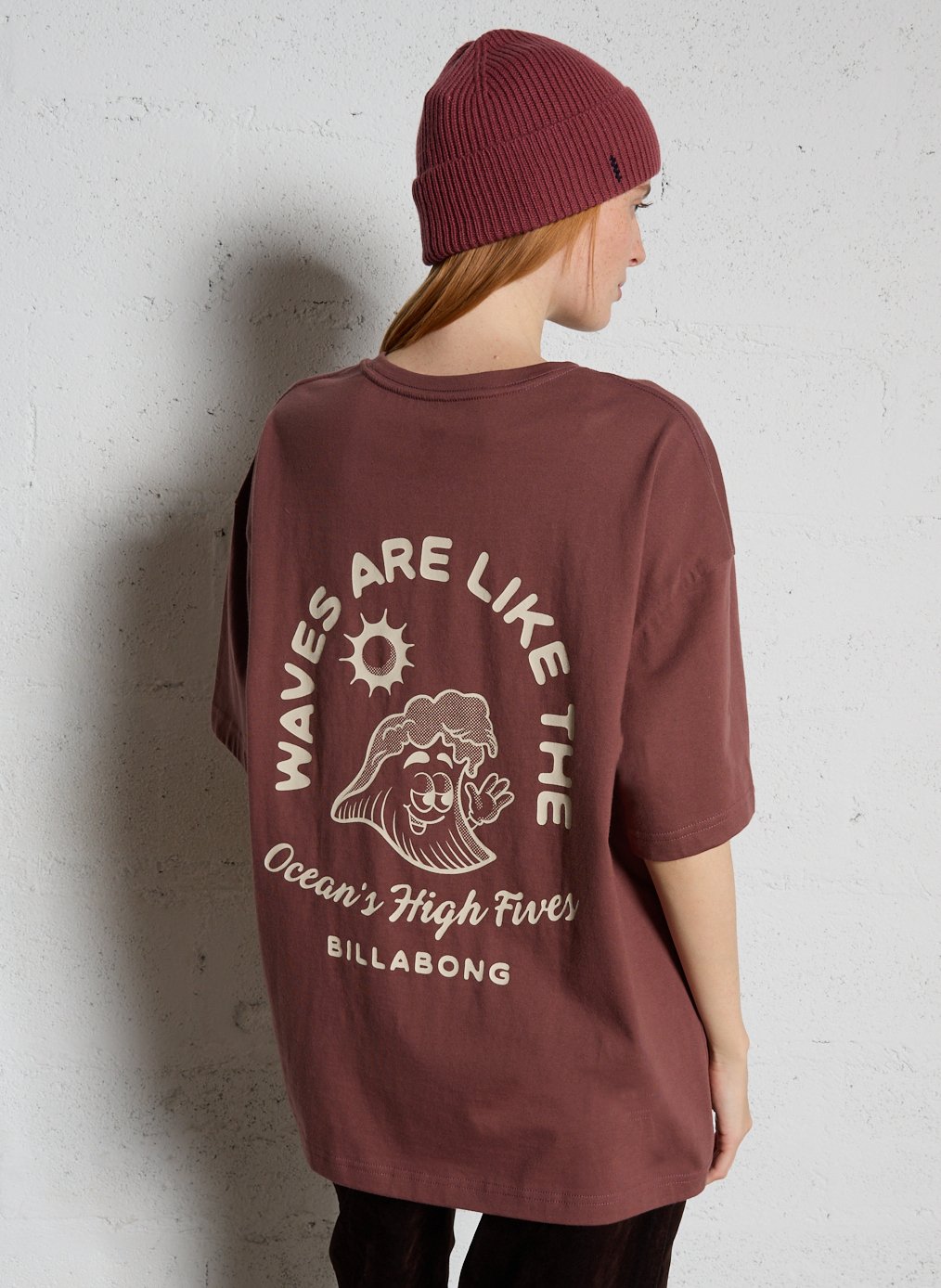 Tee-shirt droit col rond en coton BILLABONG Marron