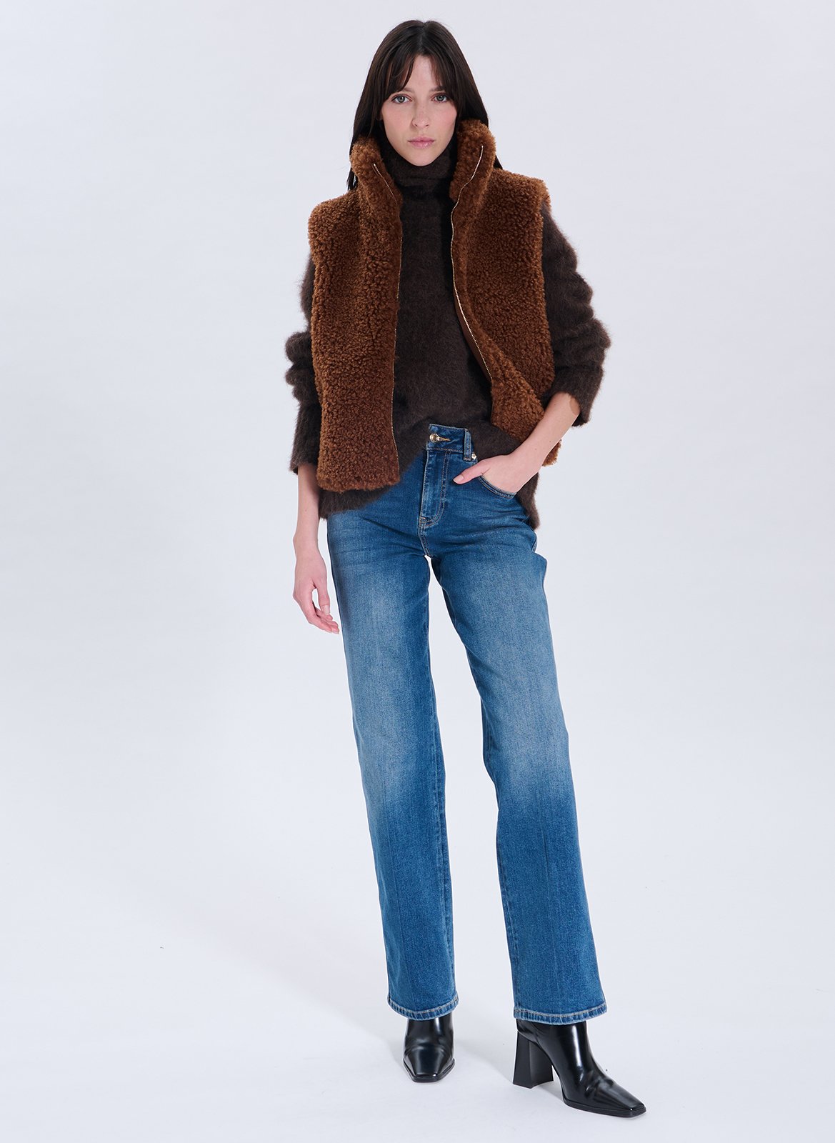 Gilet ample col montant  ZAPA Marron