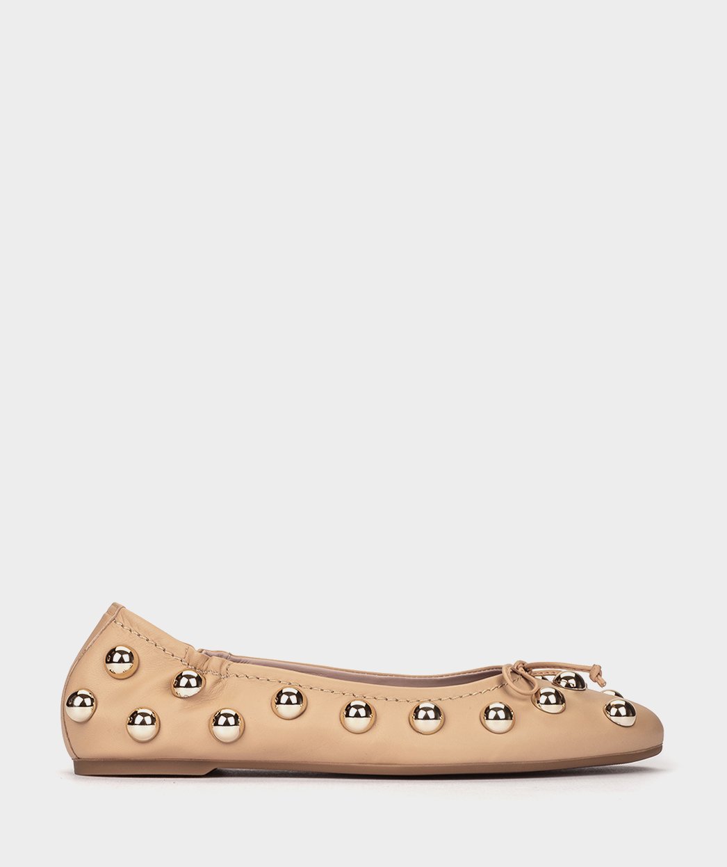 Beige leather ballet flats with metallic details PEDRO MIRALLES Beige