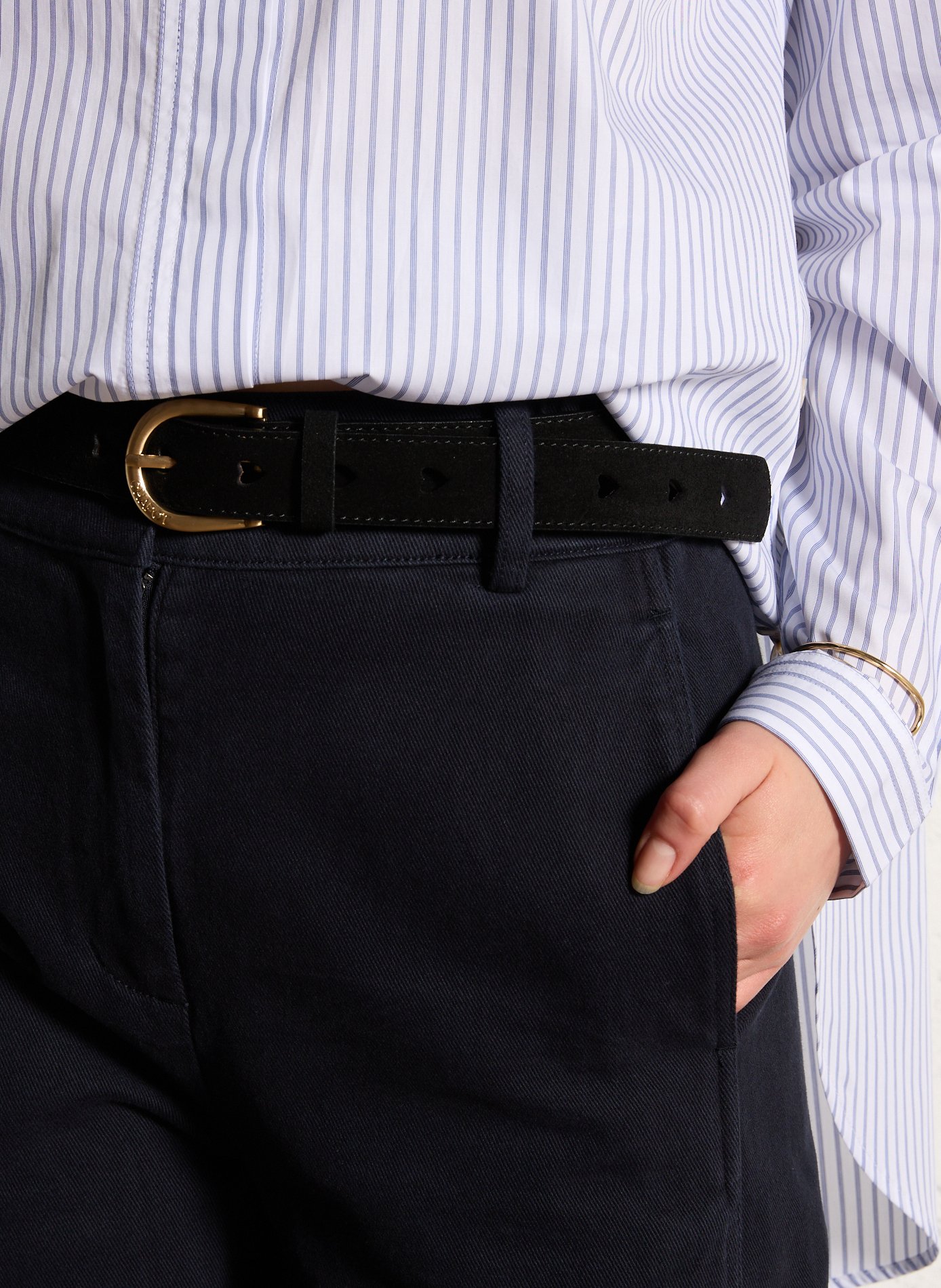 Suede belt with leather heart details FABIENNE CHAPOT Black